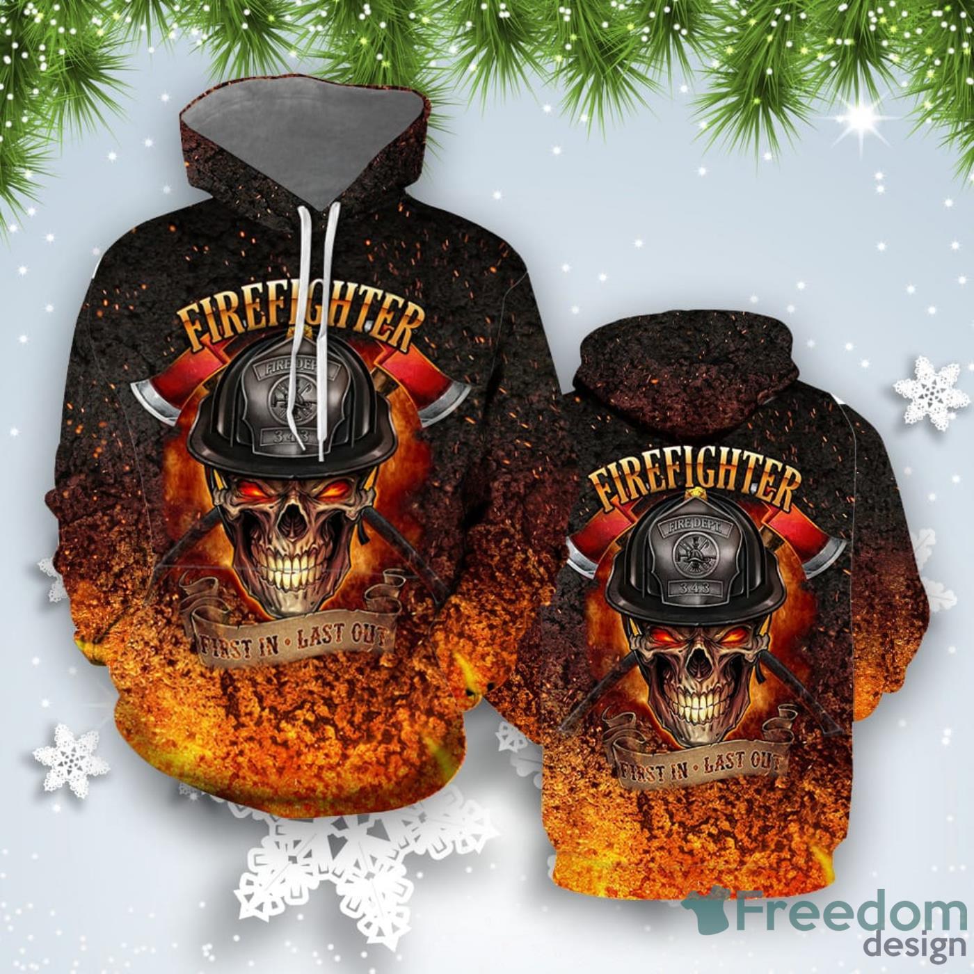 Crazy Skull Firefighter All Over Print 3D Hoodie Special Gift Product Photo 1