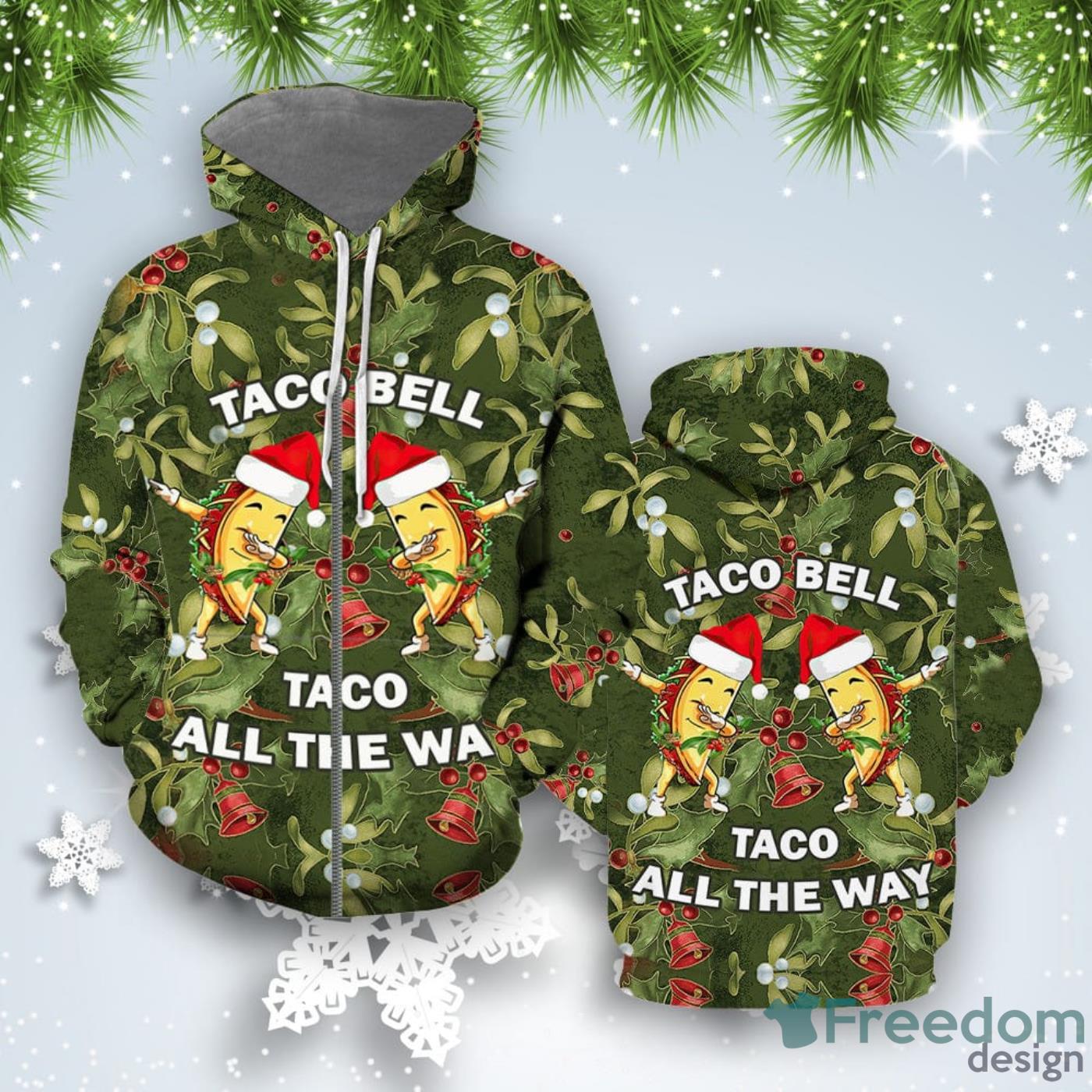 Dabbing Taco Bell Christmas 3D Hoodie All Over Print Best Gift For Men And Women Product Photo 2