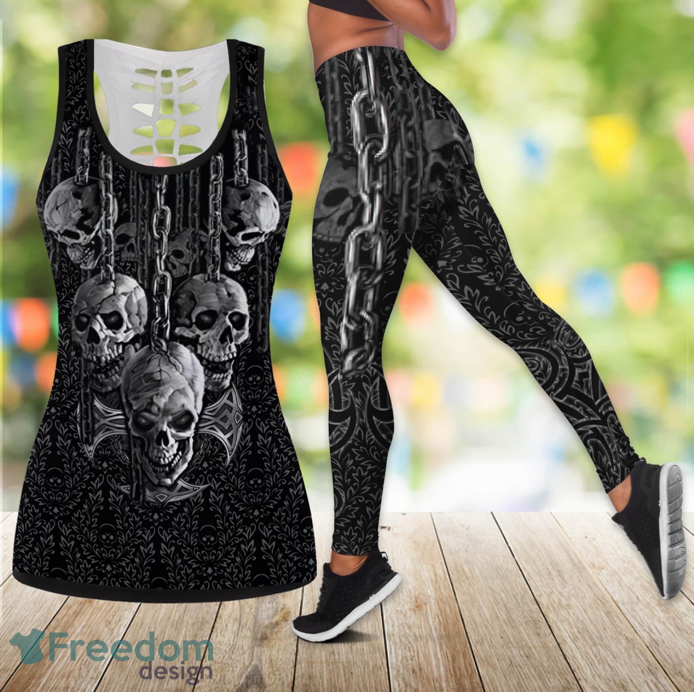 Dark Art Skull Legging And Hollow Tank Top Gift For Women Product Photo 1 Dark Art Skull Legging And Hollow Tank Top Gift For Women Product Photo 1
