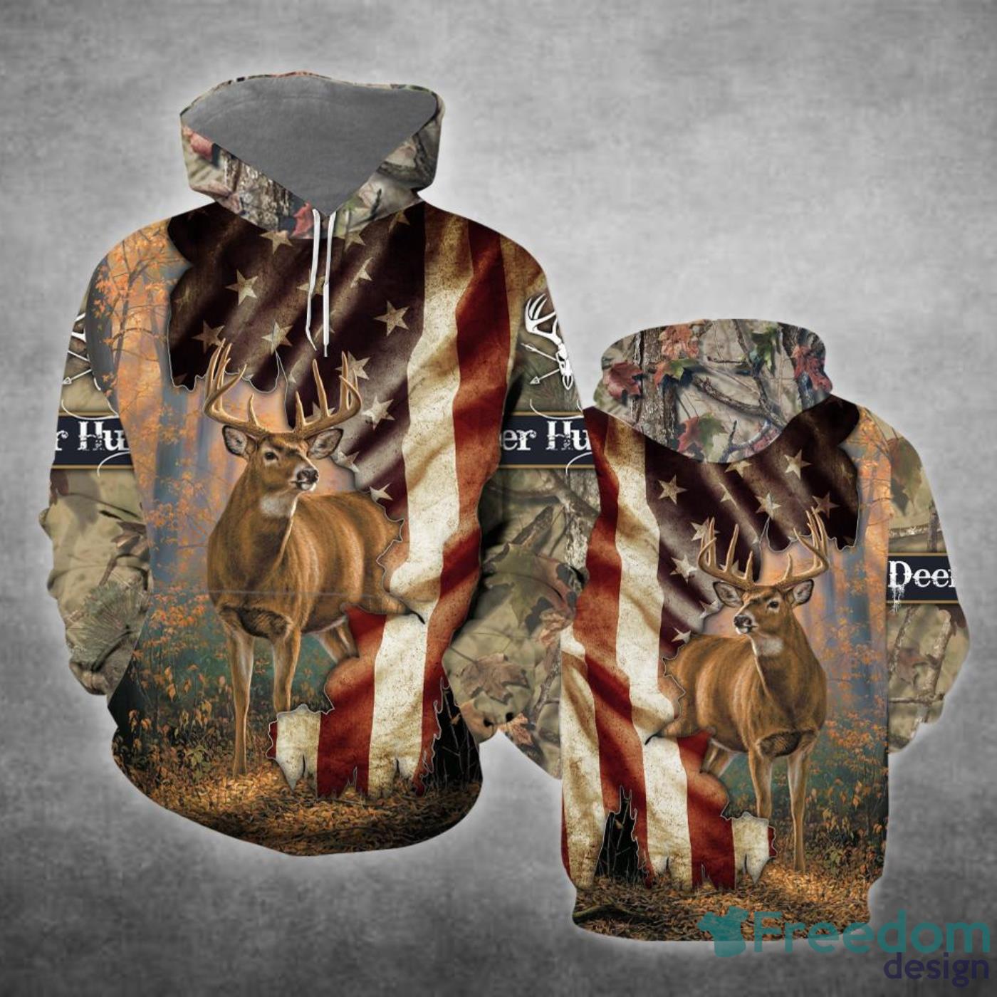 Deer American Hunter All Over Print 3D Hoodie Unique Gift Product Photo 1