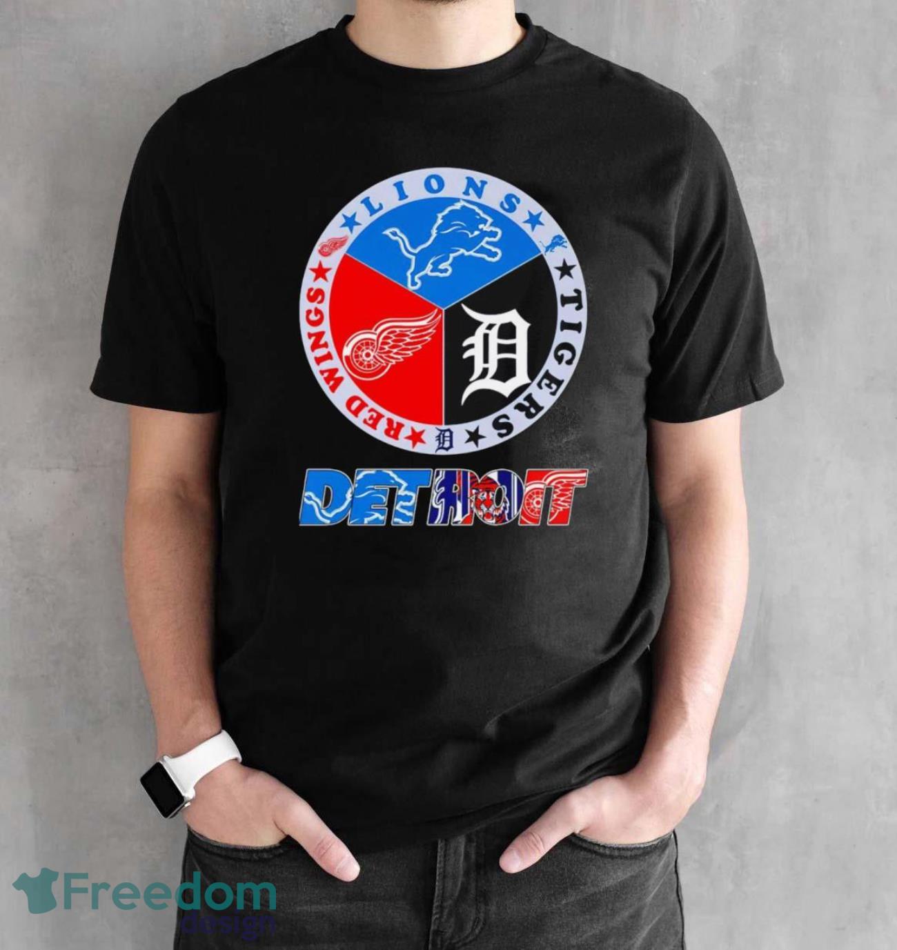 Detroit Red Wings Detroit Lions Detroit Tigers Detroit City logo 2023 shirt - Black Unisex T-Shirt