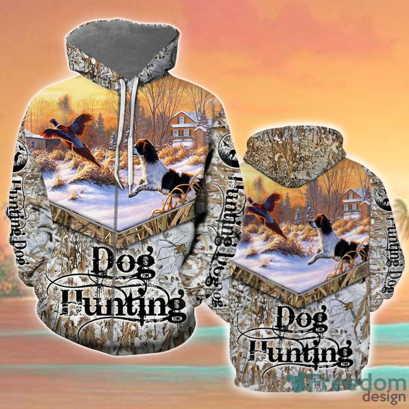 Dog Hunting On Winter All Over Print 3D Hoodie Unique Gift Product Photo 2