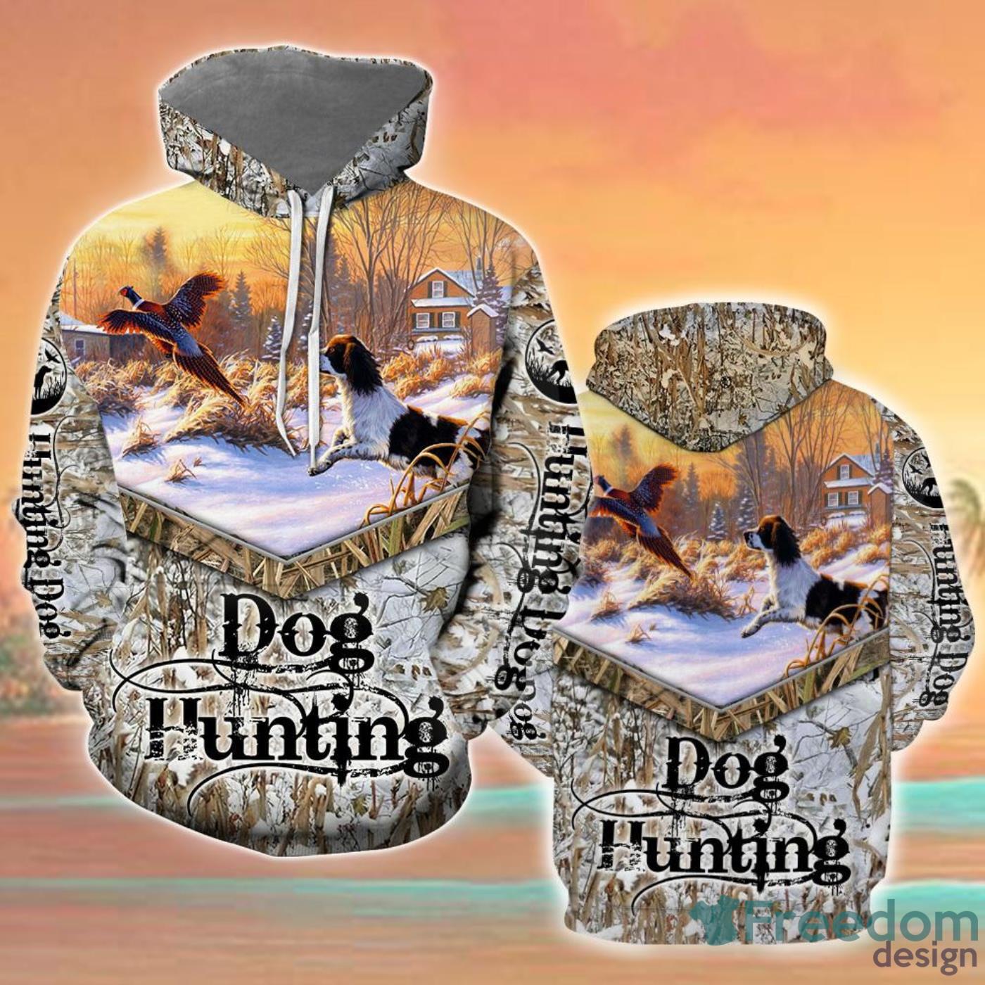 Dog Hunting On Winter All Over Print 3D Hoodie Unique Gift Product Photo 1