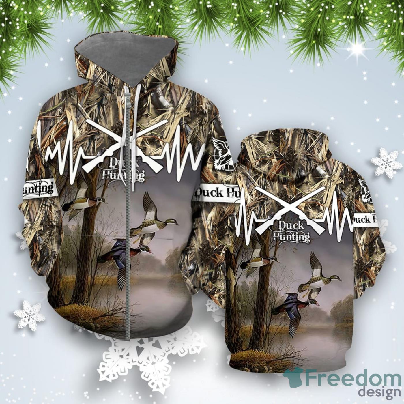 Duck Hunting Camo All Over Print 3D Hoodie Product Photo 2