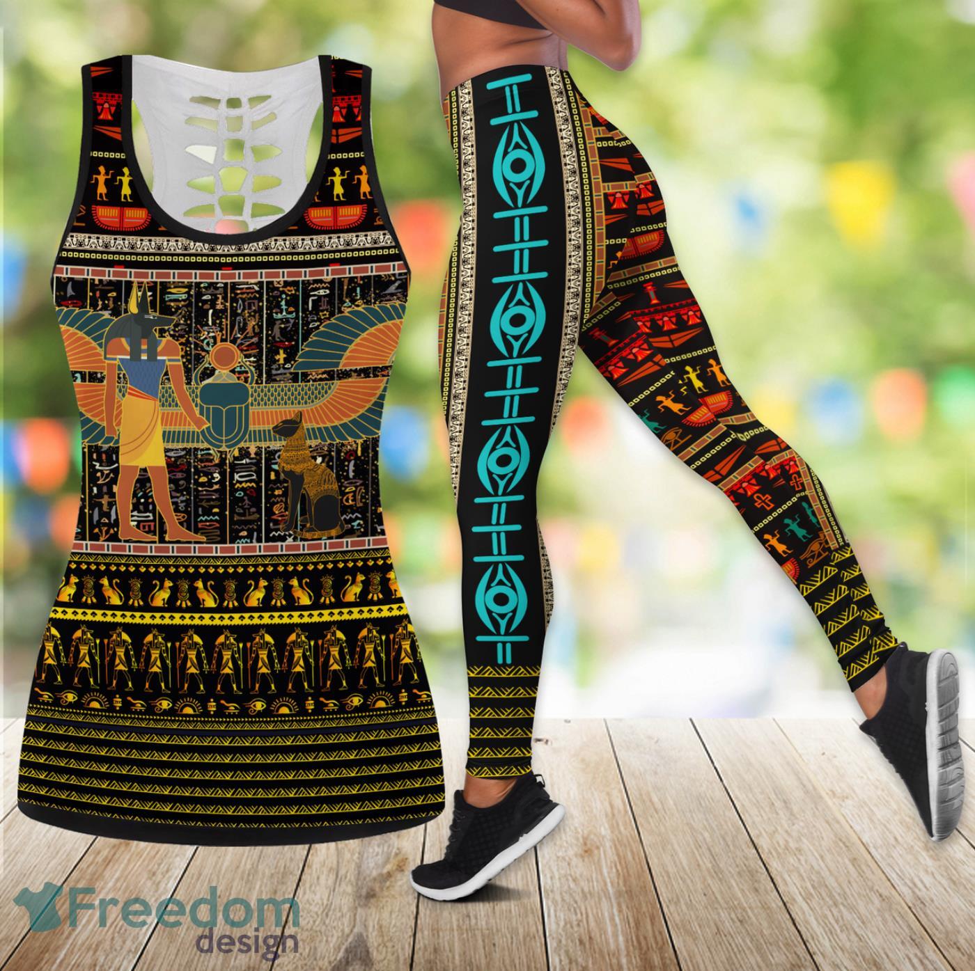 Egypt Pride Legging And Hollow Tank Top Gift For Women Product Photo 1