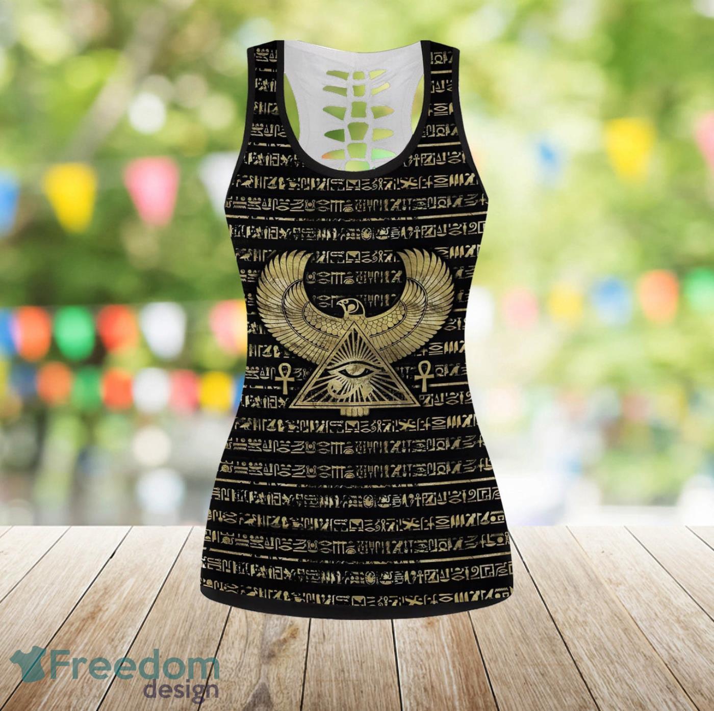 Egyptian Eye Of Horus Legging And Hollow Tank Top Gift For Women Product Photo 2