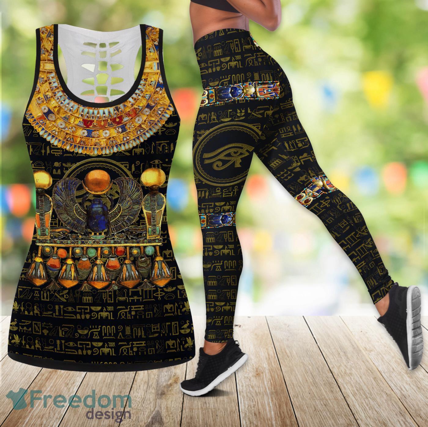 Egyptian Gods Ancient Khepri Legging And Hollow Tank Top Gift For Women Product Photo 1 Egyptian Gods Ancient Khepri Legging And Hollow Tank Top Gift For Women Product Photo 1