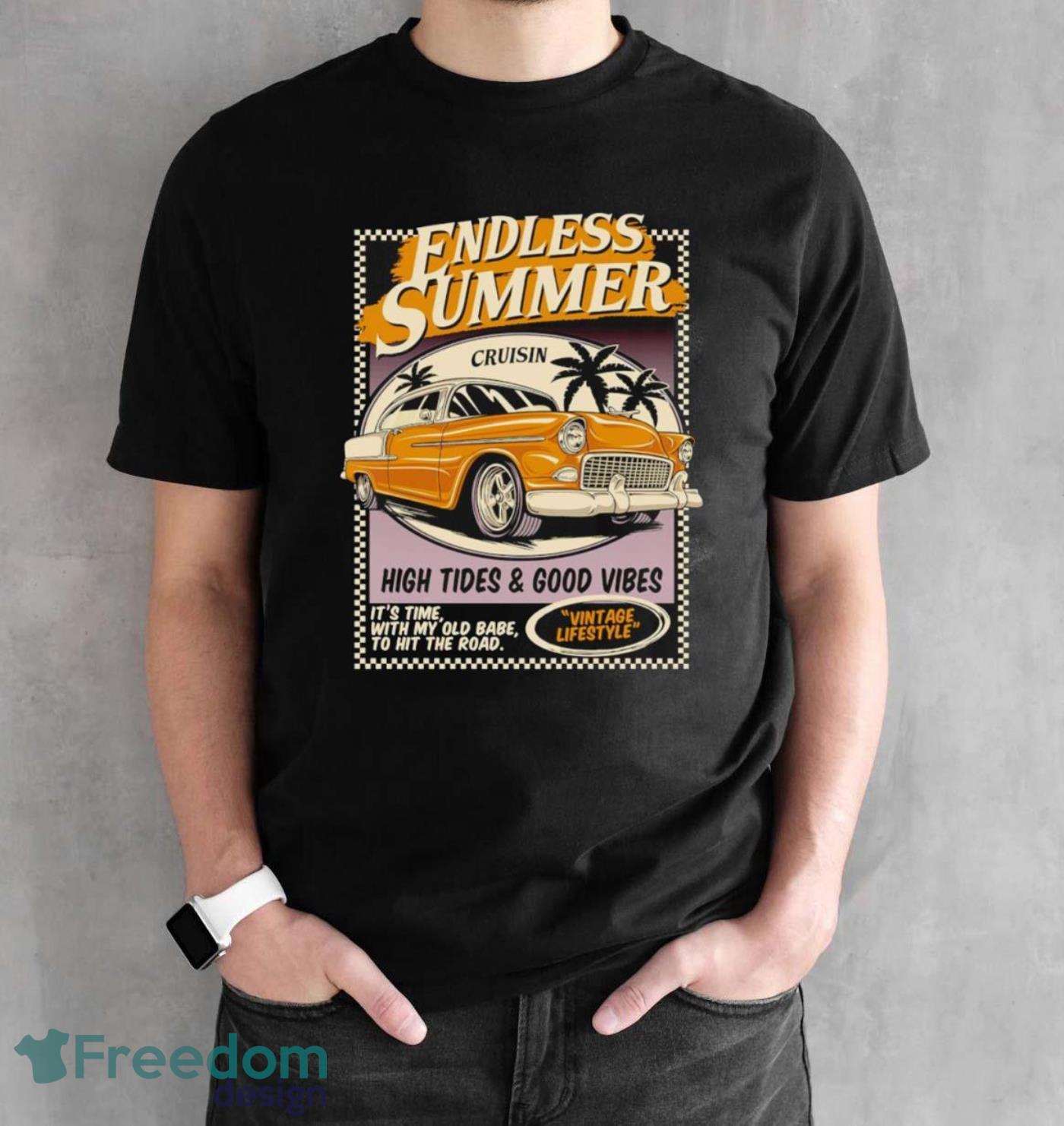 Endless Summer Cruisin High Tides and Good vibes retro car logo shirt - Black Unisex T-Shirt