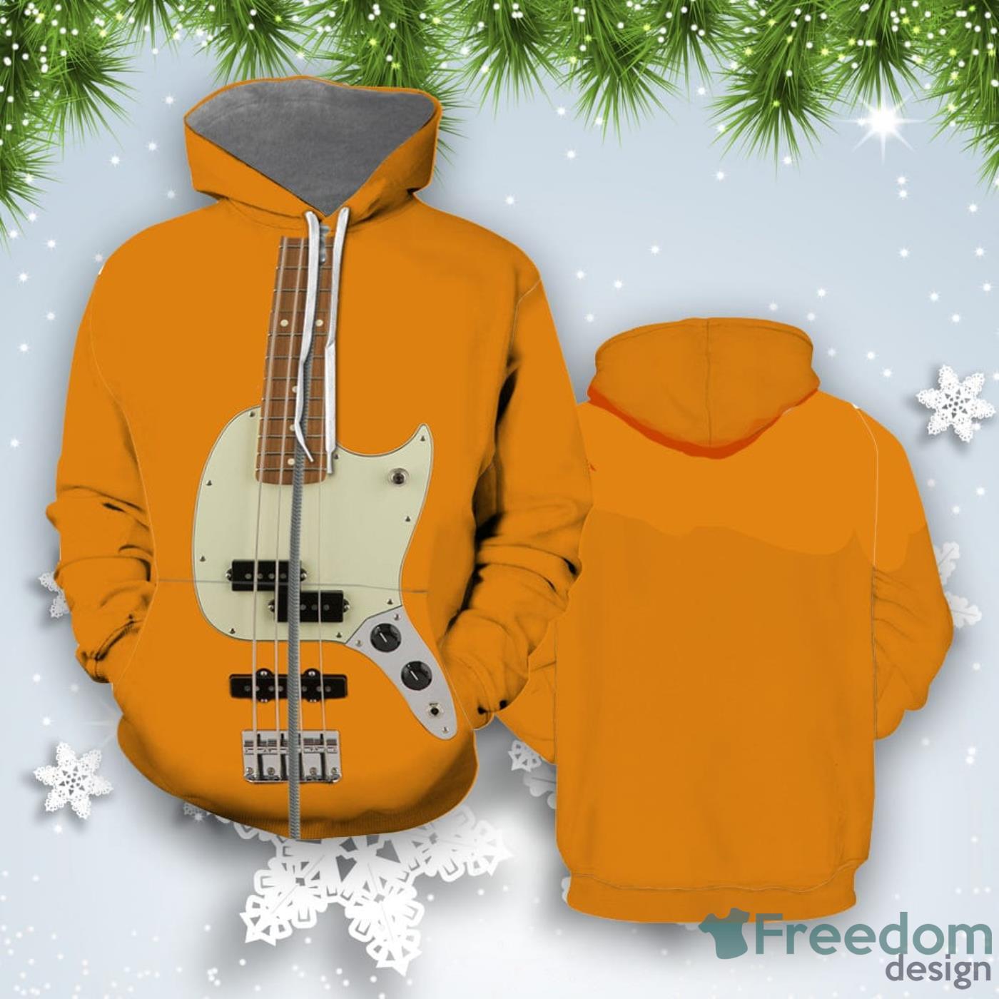 Fender Mustang Bass Orange All Over Print 3D Hoodie Product Photo 2