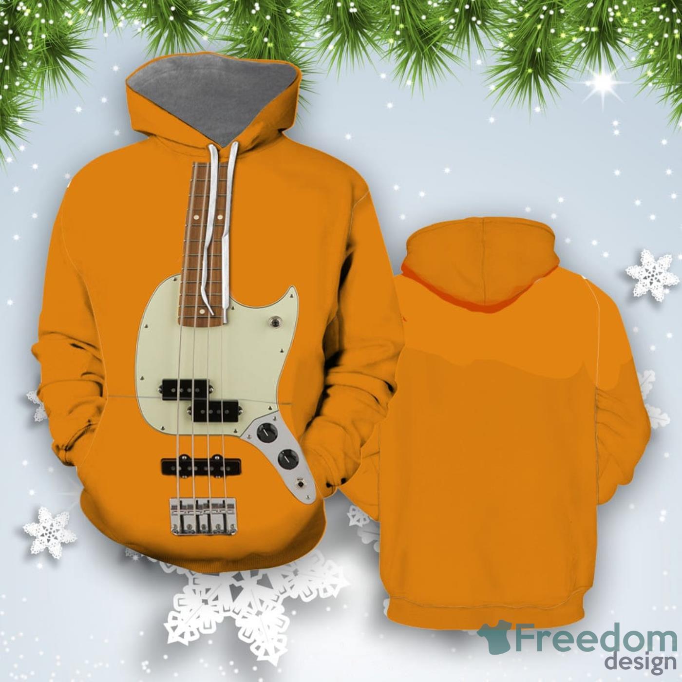 Fender Mustang Bass Orange All Over Print 3D Hoodie Product Photo 1