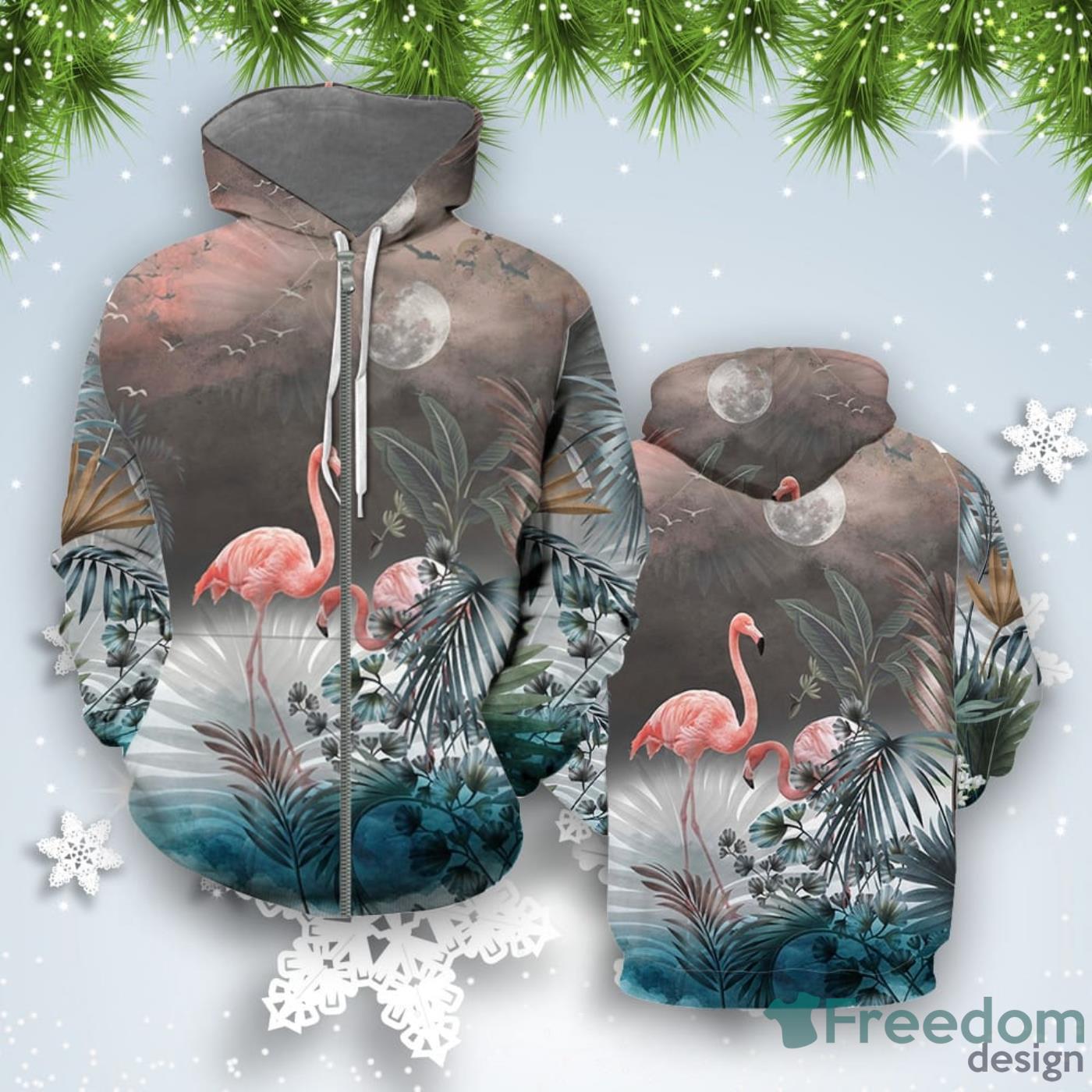 Flamingo Tropical Lake 3D Hoodie All Over Print Best Gift For Men And Women Product Photo 2