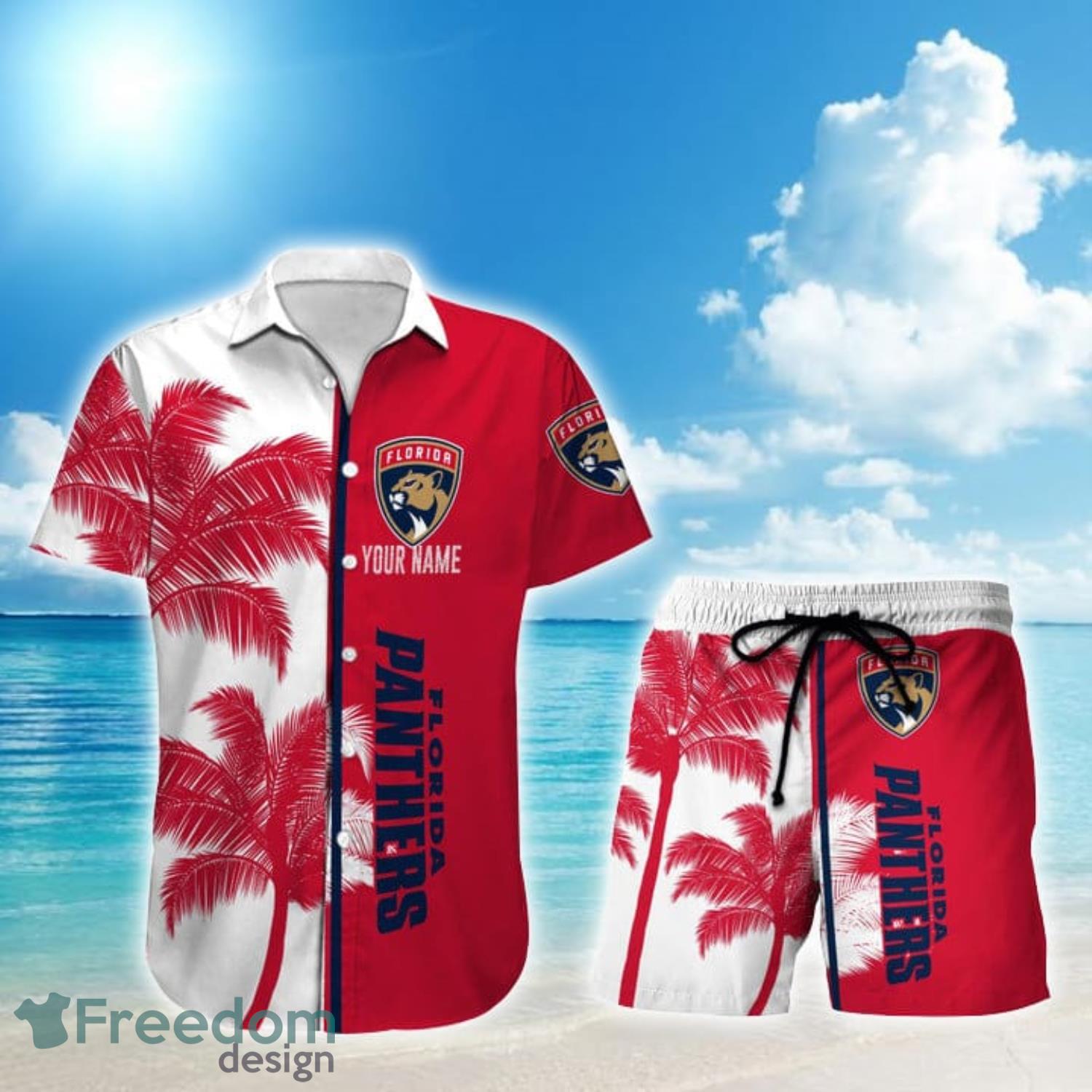 NHL Florida Panthers Hawaiian Shirt,Aloha Shirt,Palm Trees Pattern