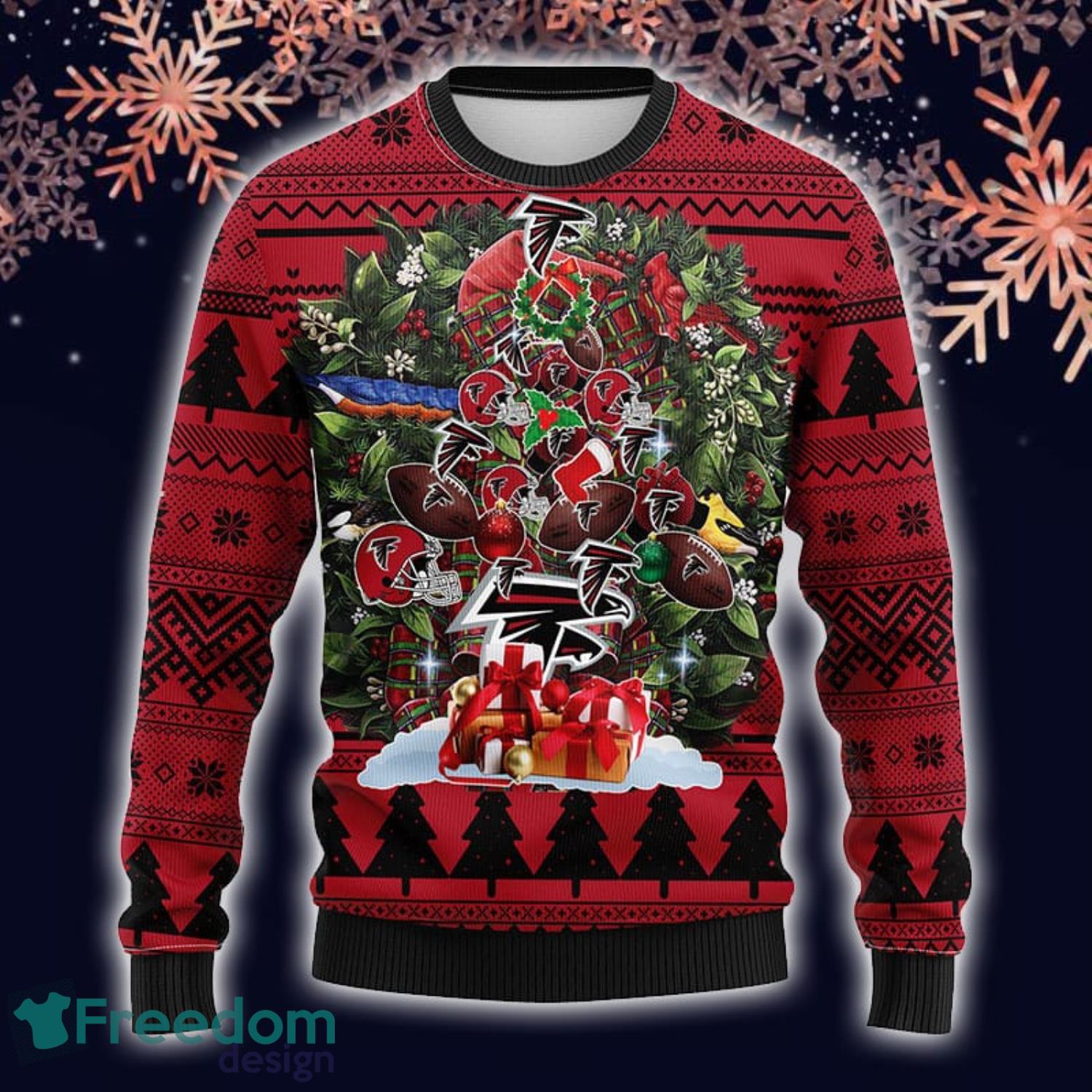 For Fans NFL Atlanta Falcons Christmas Tree And Gift Ugly Christmas Sweater  - Freedomdesign