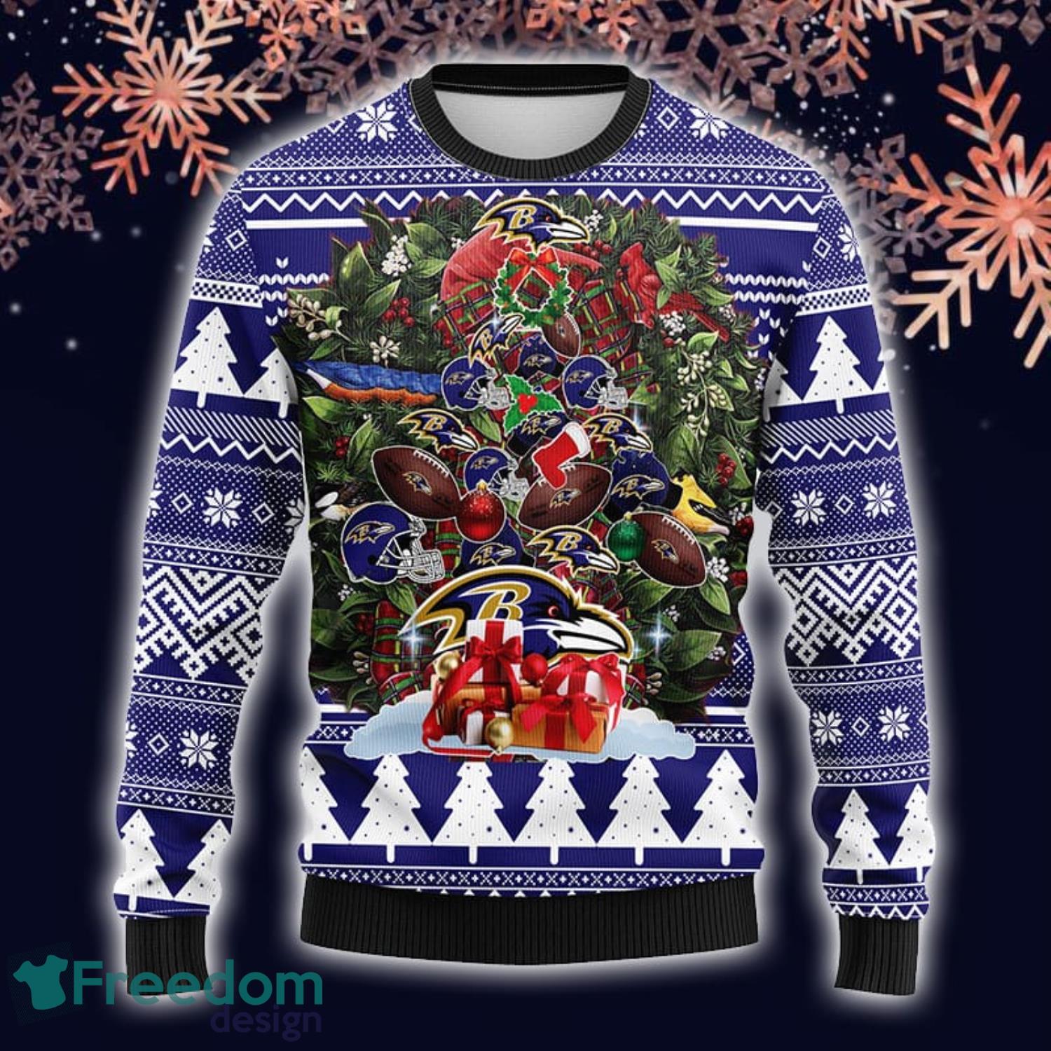 NFL Baltimore Ravens Seasonal 3D Ugly Christmas Sweater Custom