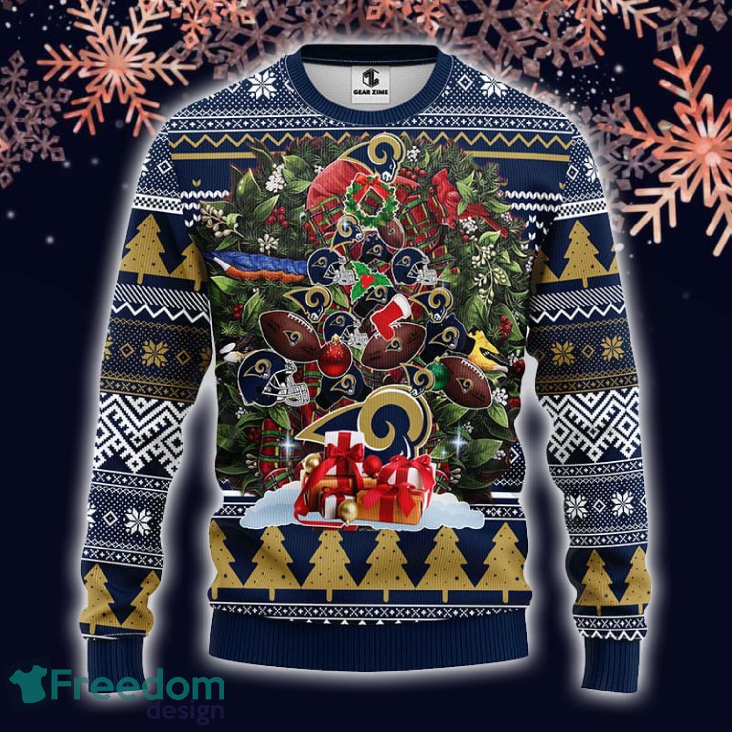 For Fans NFL Los Angeles Rams Christmas Tree And Gift Ugly Christmas Sweater  - Freedomdesign