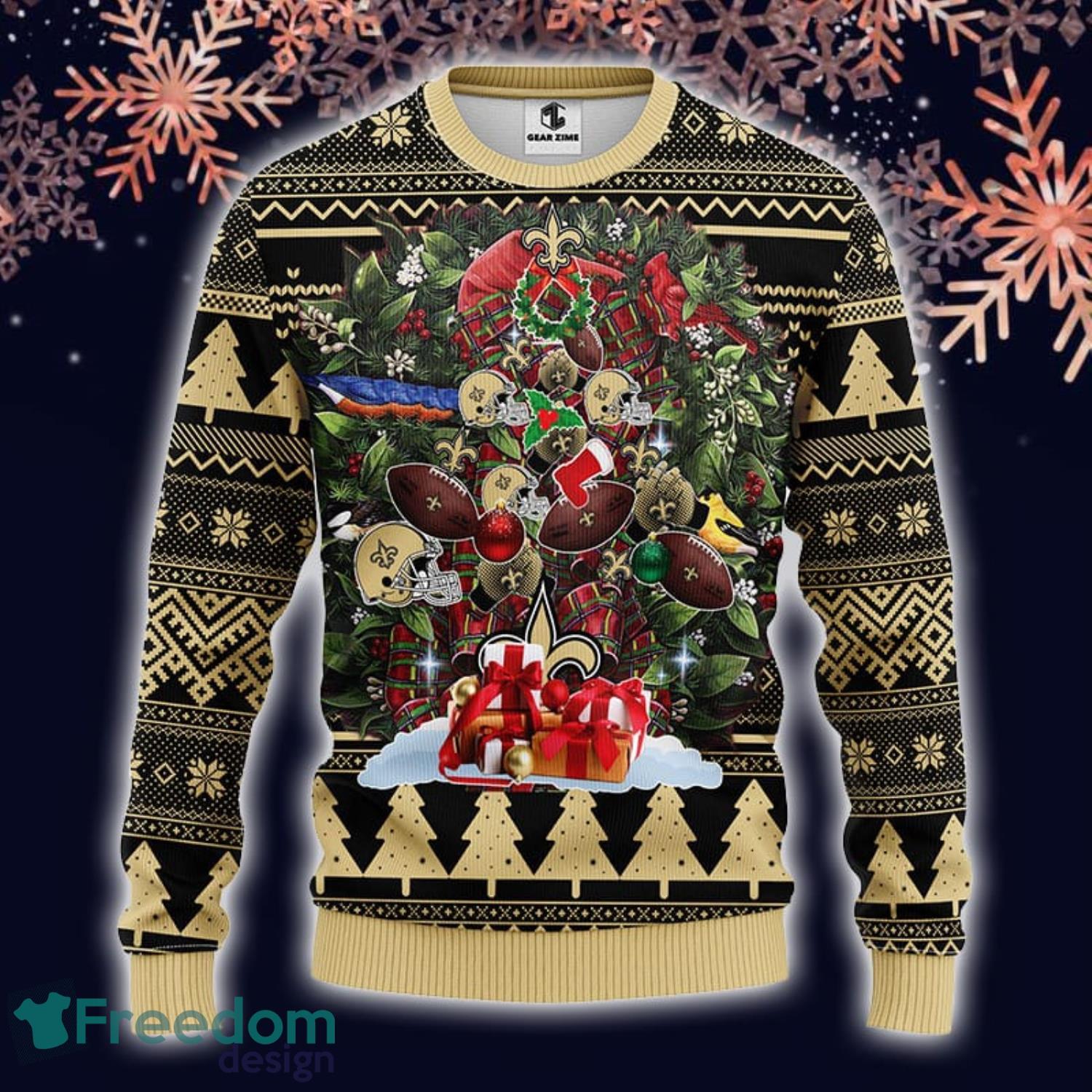 New Orleans Saints Fans Reindeer Pattern Ugly Christmas Sweater Gift -  Freedomdesign