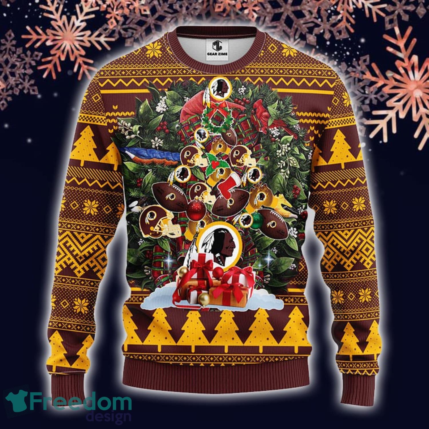 For Fans NFL Washington Redskins Christmas Tree And Gift Ugly Christmas  Sweater - Freedomdesign