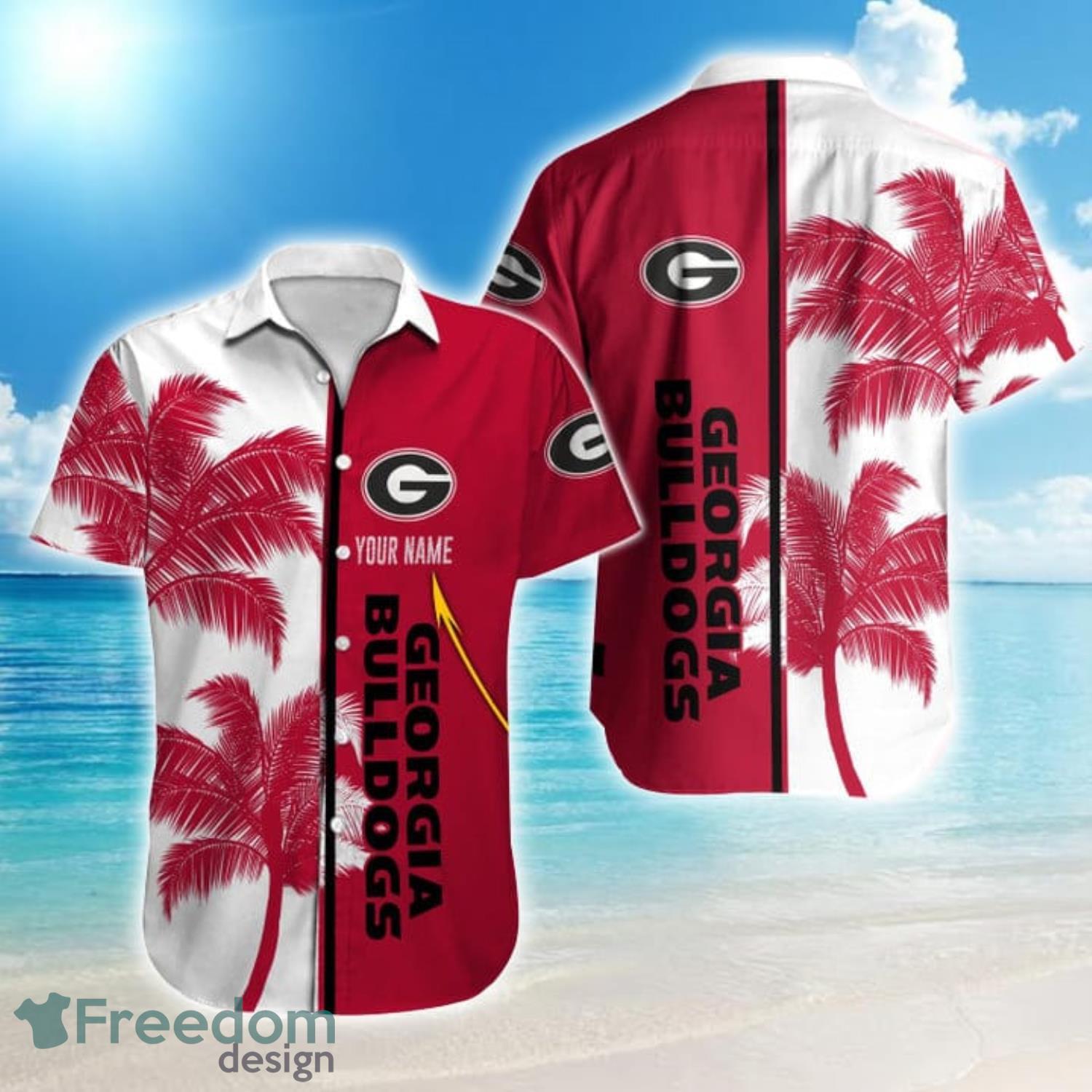 Georgia Bulldogs NCAA Custom Name Palm Tree Pattern Hawaiian Shirt And  Shorts - Freedomdesign