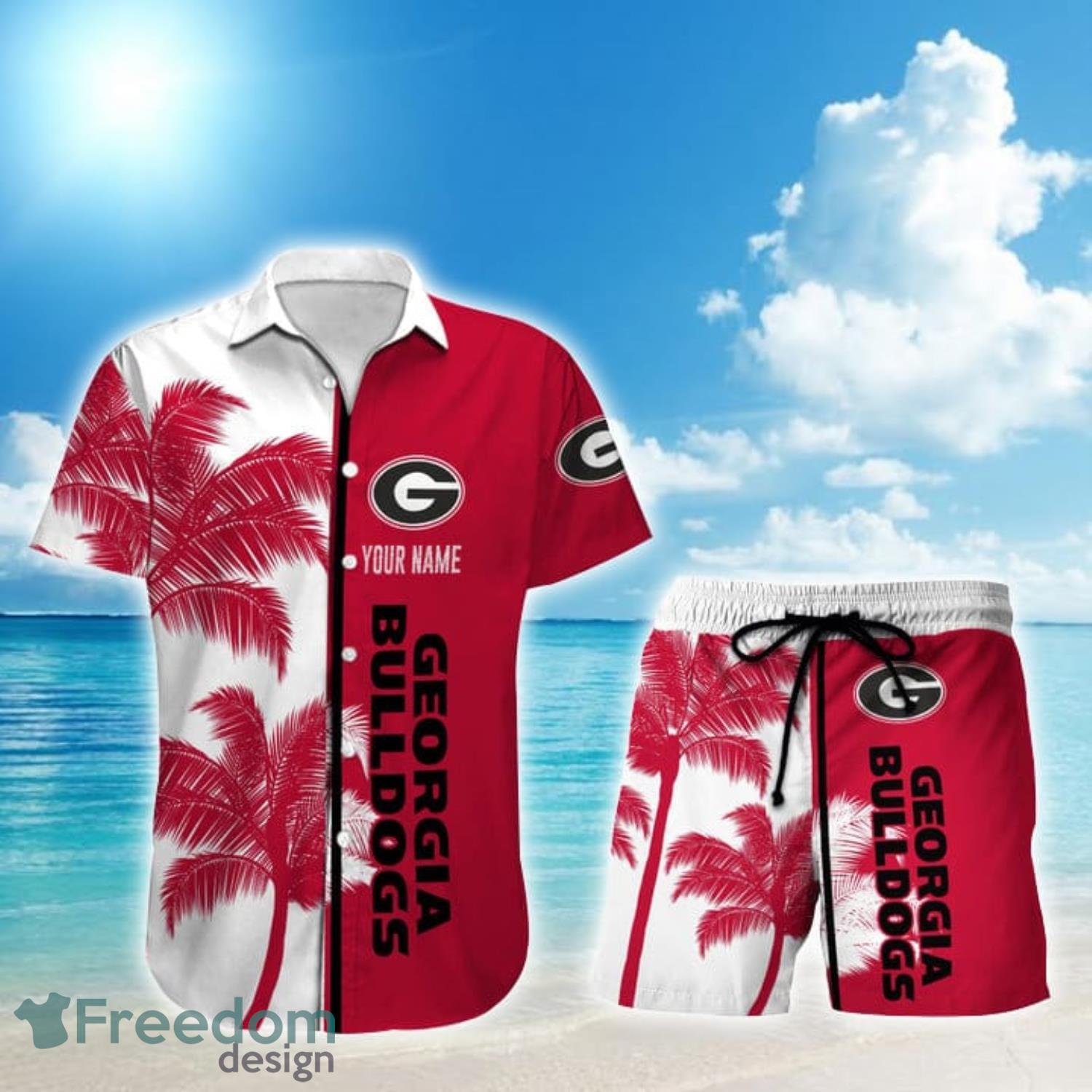 Georgia Bulldogs NCAA Custom Name Palm Tree Pattern Hawaiian Shirt And  Shorts - Freedomdesign
