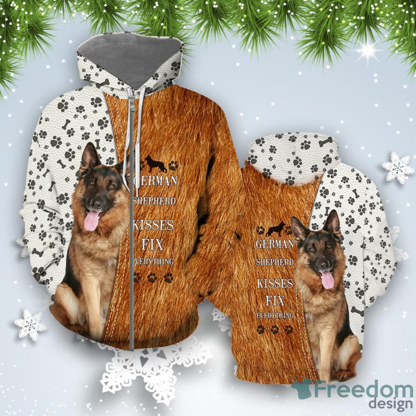 German Shepherd Dog All Over Print 3D Hoodie Product Photo 2