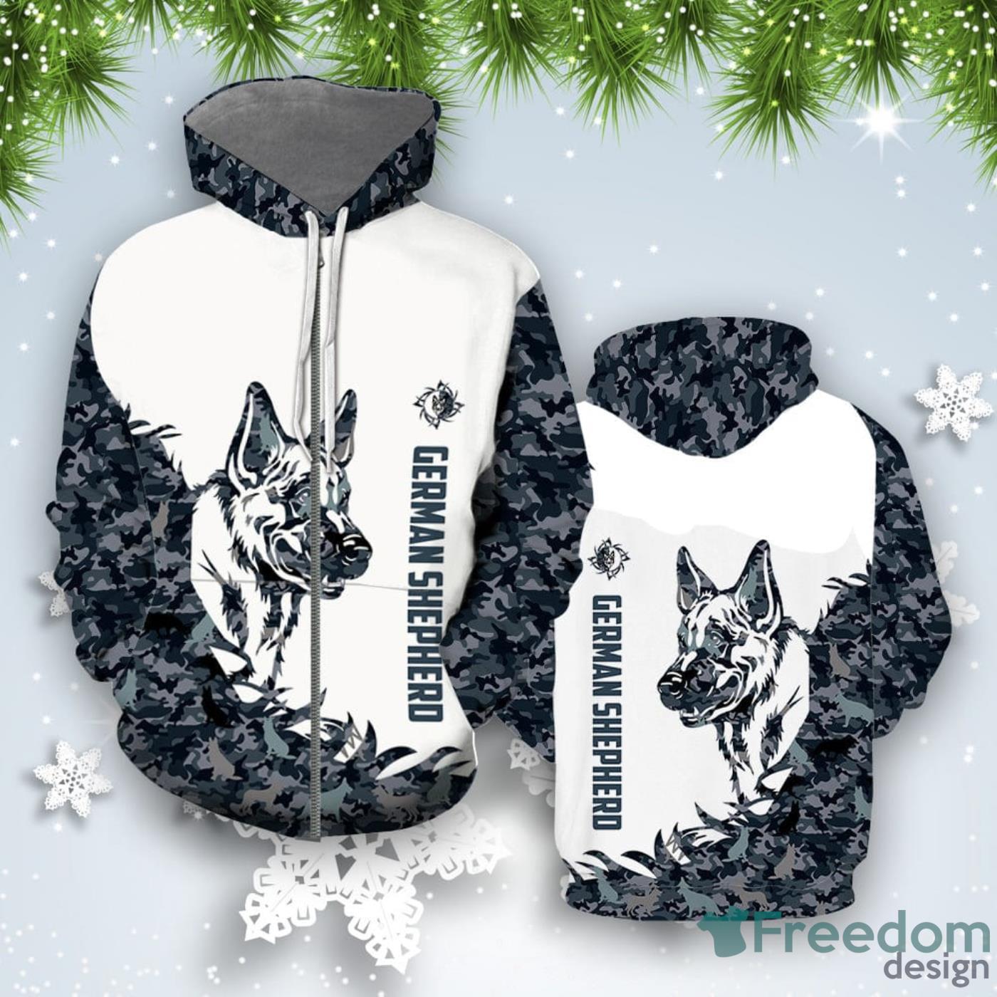 German Shepherd Dog Camo All Over Print 3D Hoodie Unique Gift Product Photo 2