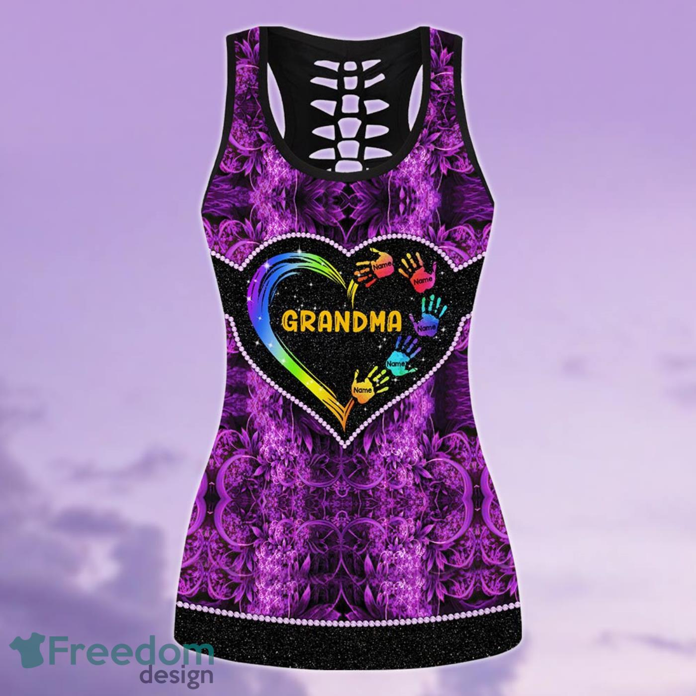 Grandma Heart And Grandkids Hands Legging And Hollow Tank Top Gift For Women Product Photo 2