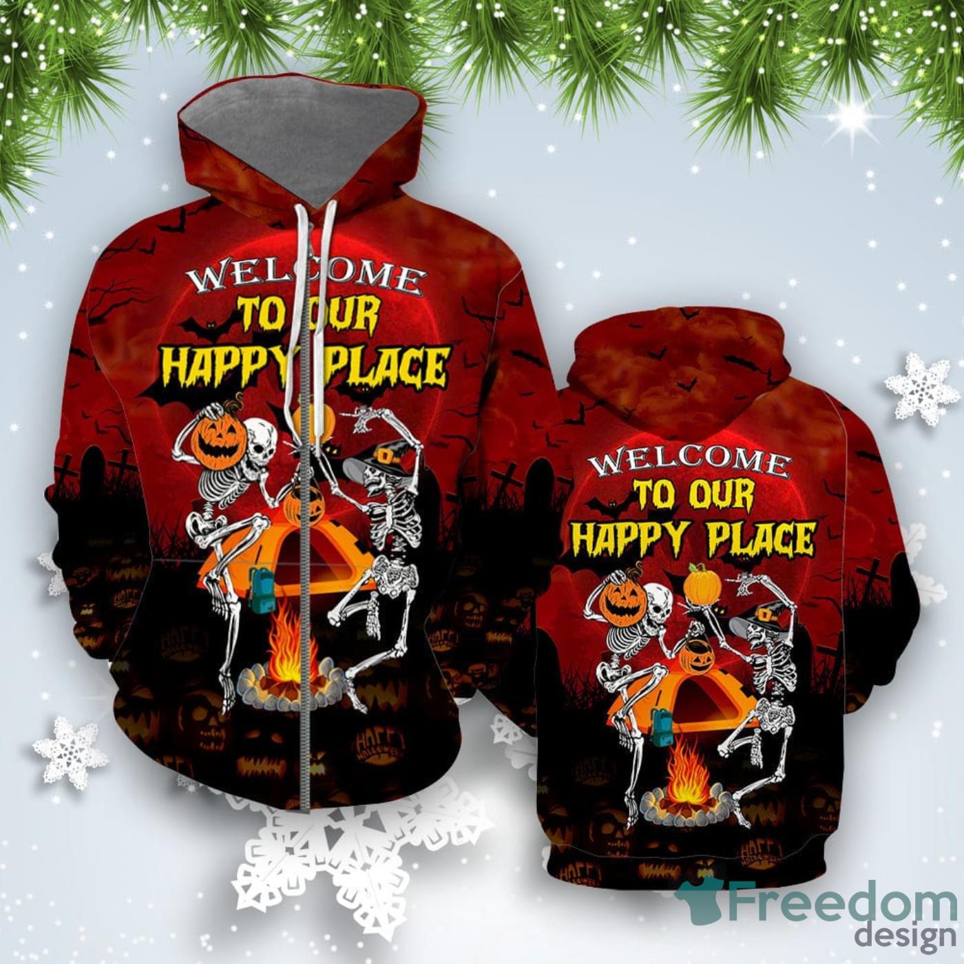 Happy Place Halloween Campfire 3D Hoodie All Over Print Best Gift For Men And Women Product Photo 2