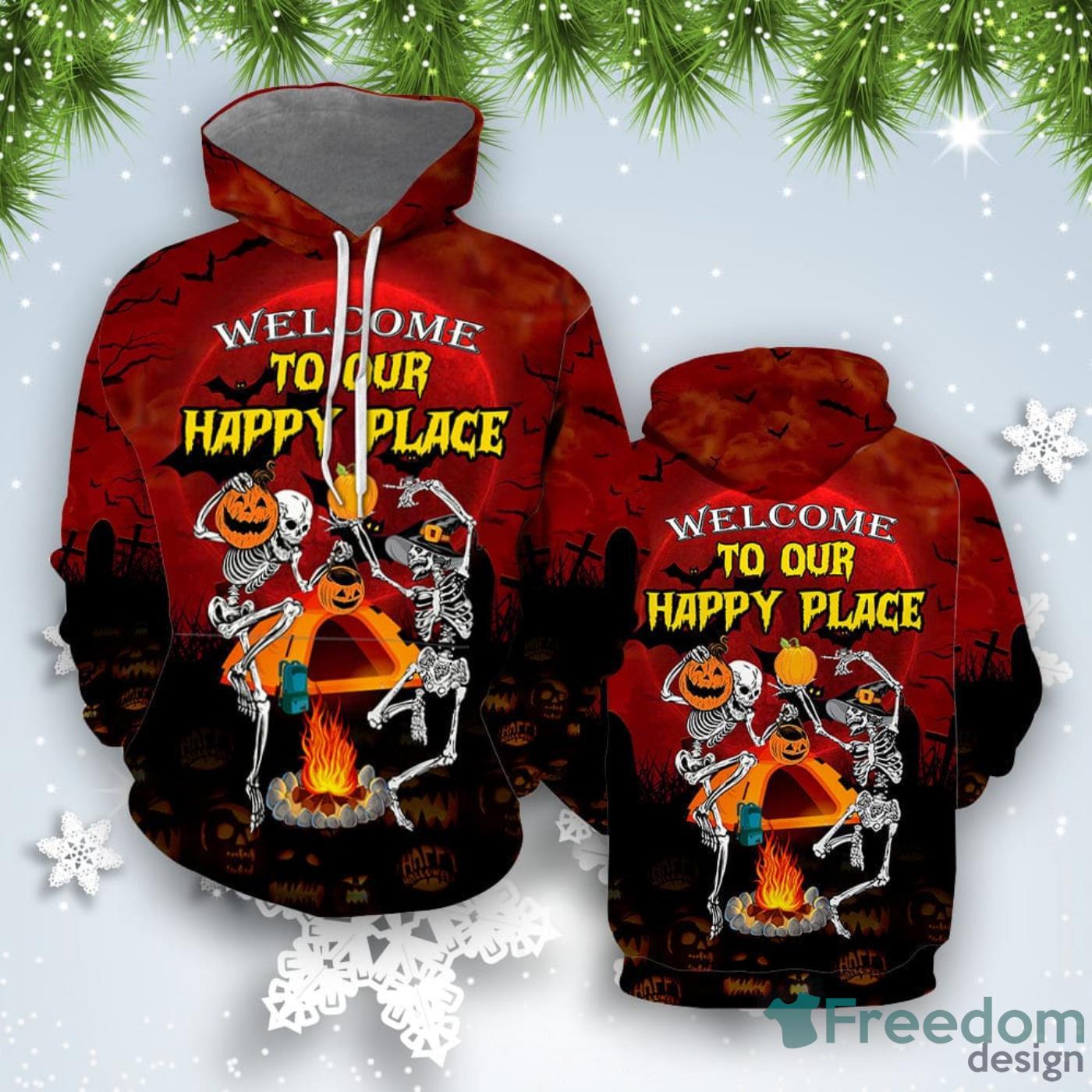 Happy Place Halloween Campfire 3D Hoodie All Over Print Best Gift For Men And Women Product Photo 1