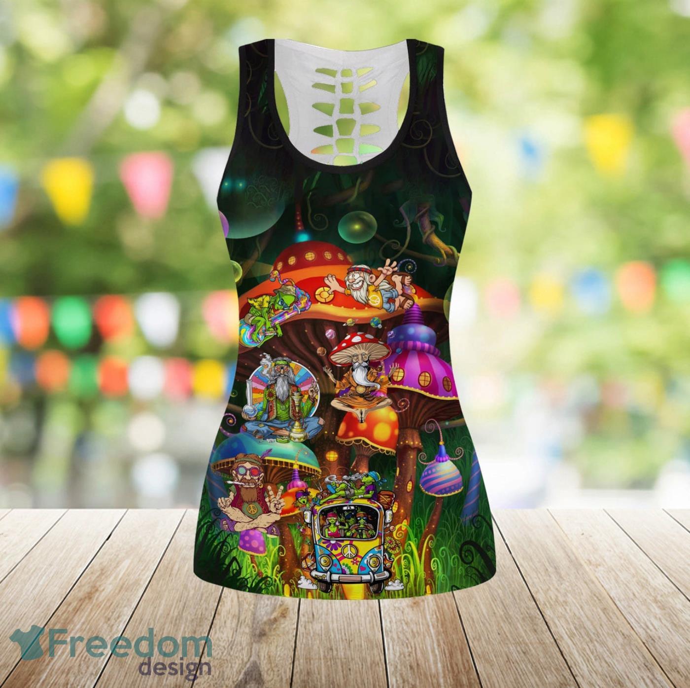 Hippie Take A Trip All Over Printed Womens Combo Hollow Tanktop