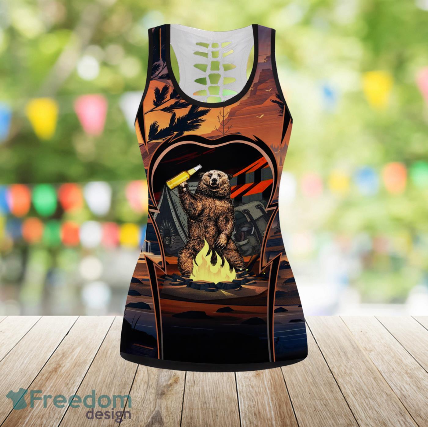 I Hate People Bear Beer  Legging And Hollow Tank Top Gift For Women Product Photo 2