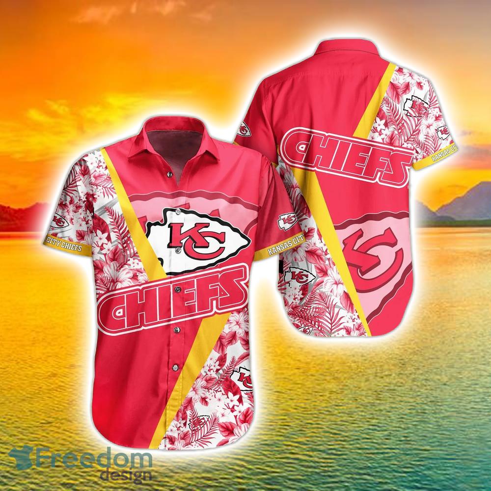 Kansas City Chiefs Nfl Flowers Pattern And Symbol Over Print Hawaiian Shirt  And Beach Short - Freedomdesign