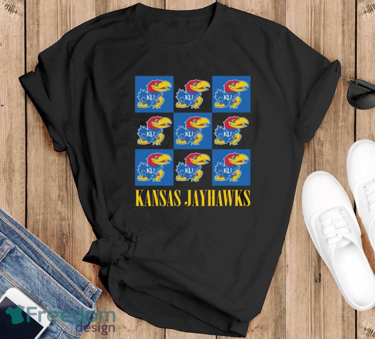 Kansas Jayhawks chessboard logo 2023 shirt - Black T-Shirt