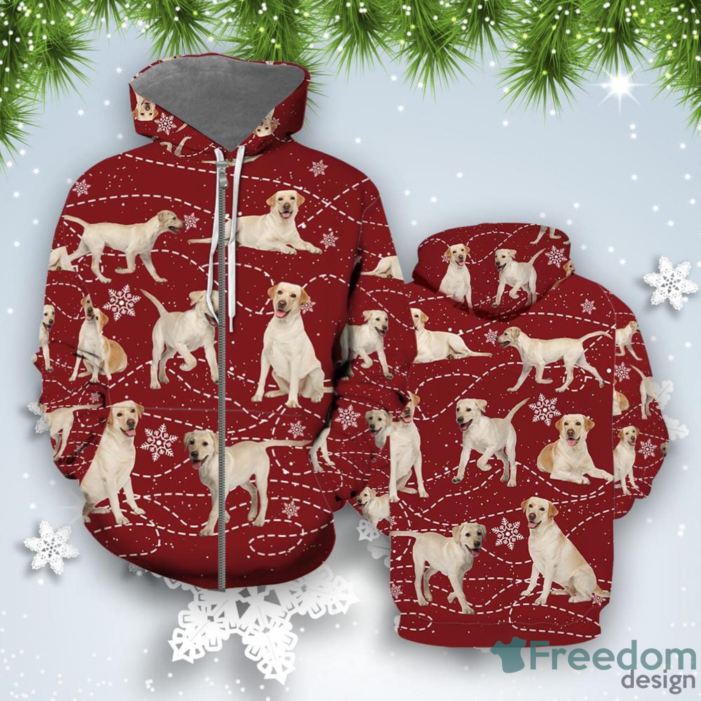 Labrador Retriever Xmas All Over Print 3D Hoodie Unique Gift Product Photo 2