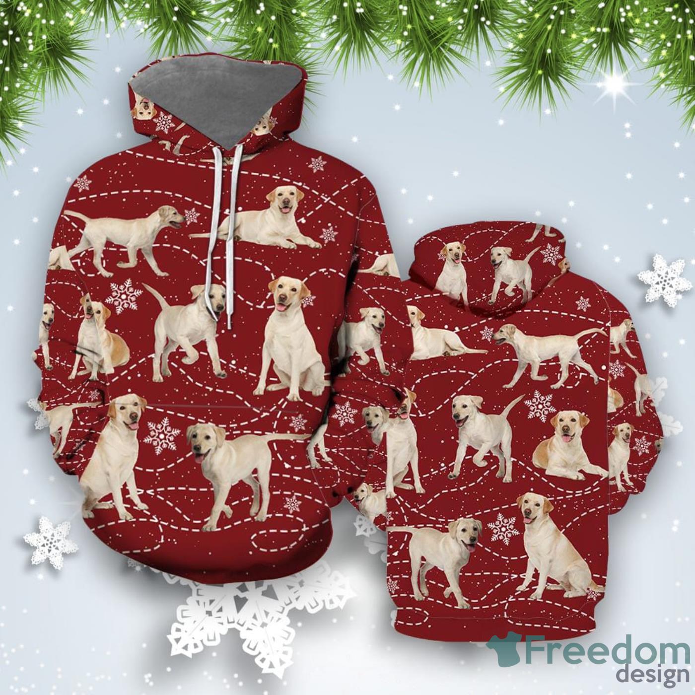 Labrador Retriever Xmas All Over Print 3D Hoodie Unique Gift Product Photo 1