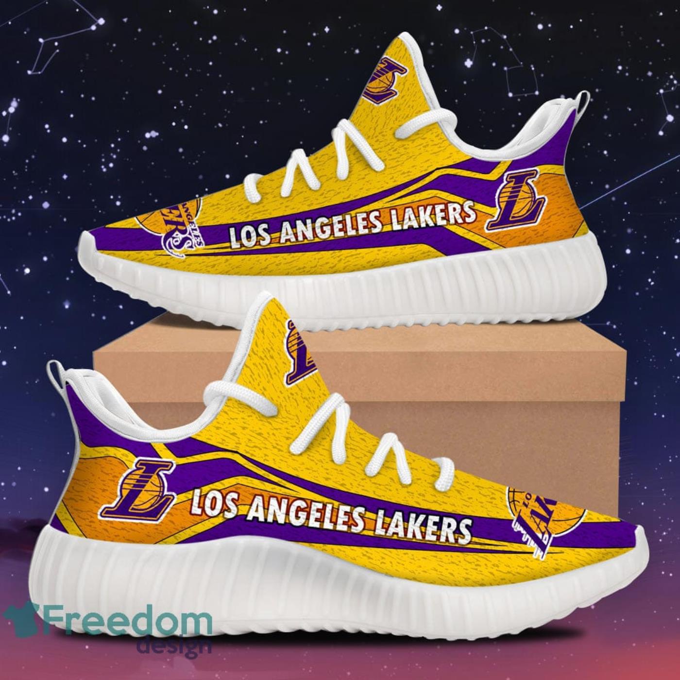 Los Angeles Lakers Cool Sports Running Sneakers Yeezy Shoes image Los Angeles Lakers Cool Sports Running Sneakers Yeezy Shoes Product Photo 2