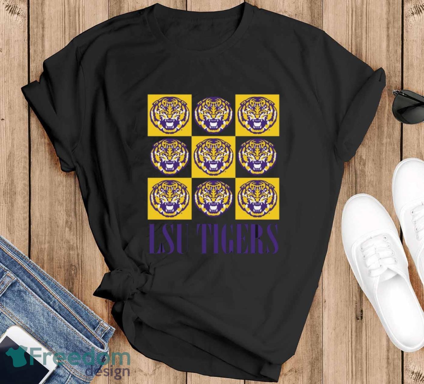 LSU Tigers chessboard logo 2023 shirt - Black T-Shirt