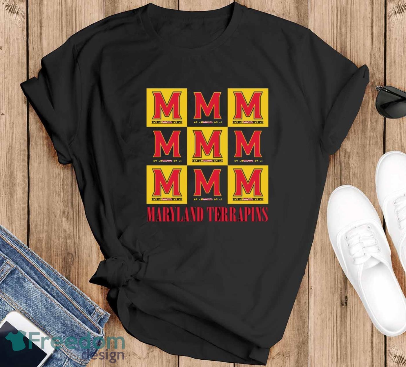 Maryland Terrapins chessboard logo 2023 shirt - Black T-Shirt