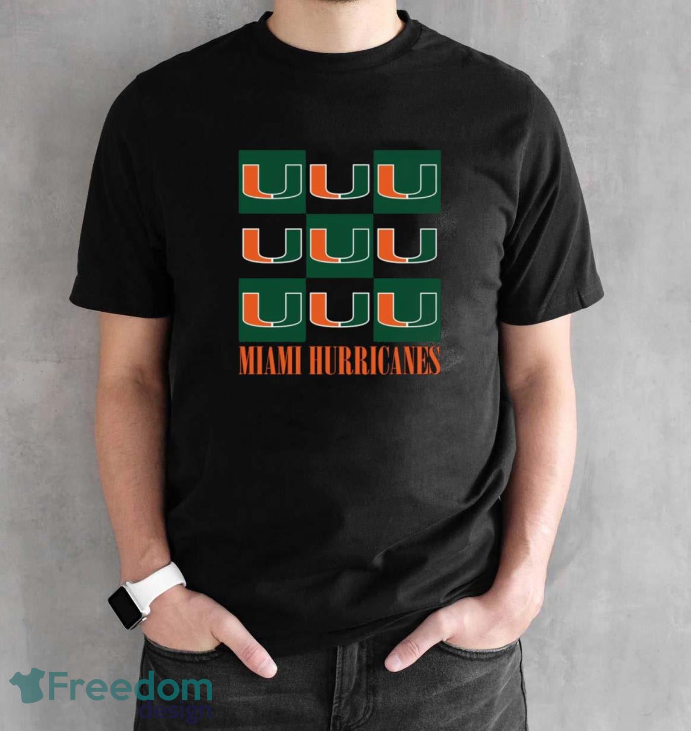 Miami Hurricanes chessboard logo 2023 shirt - Black Unisex T-Shirt