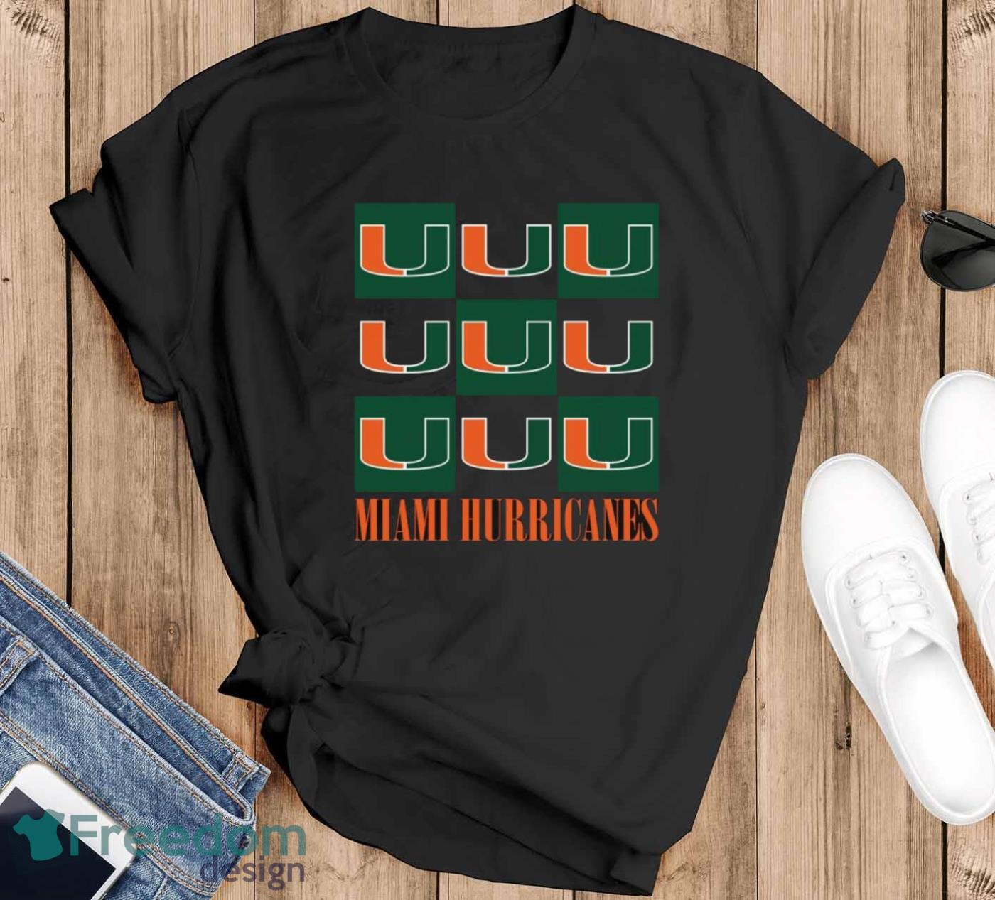 Miami Hurricanes chessboard logo 2023 shirt - Black T-Shirt