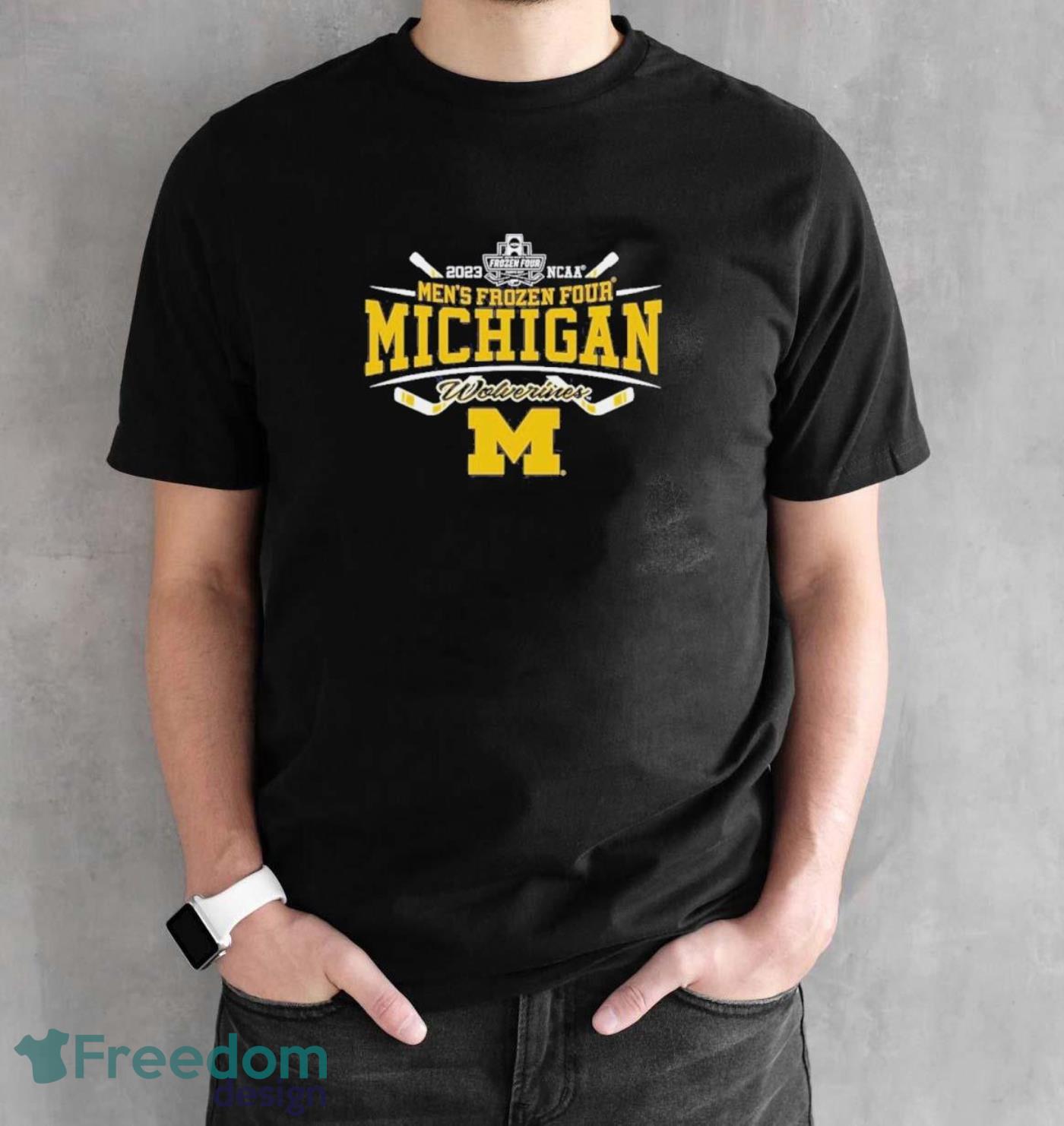 Michigan Wolverines Blue 84 2023 NCAA Frozen Four Men’s Ice Hockey Tournament Shirt - Black Unisex T-Shirt