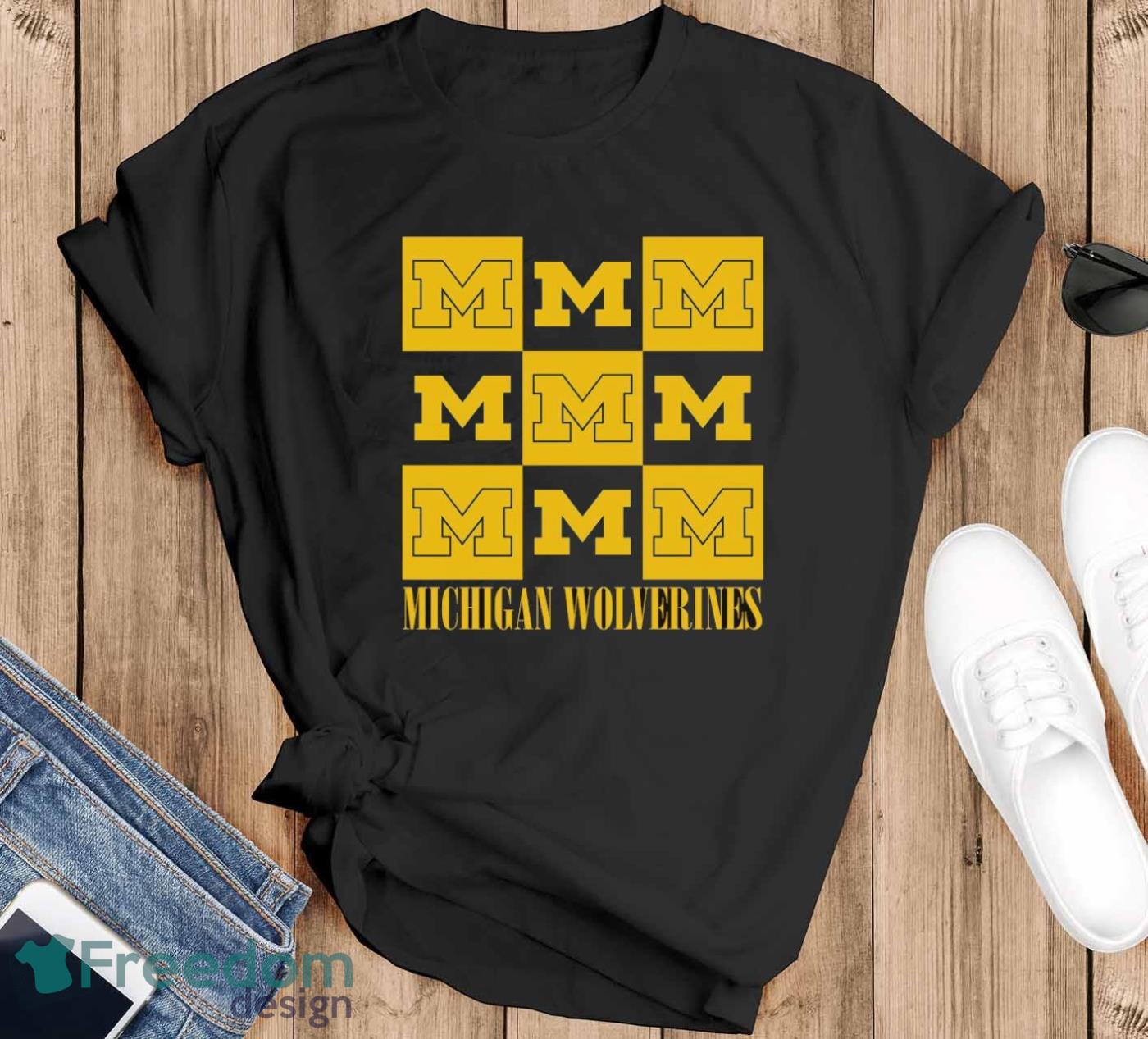 Michigan Wolverines Checkerboard 2023 shirt - Black T-Shirt