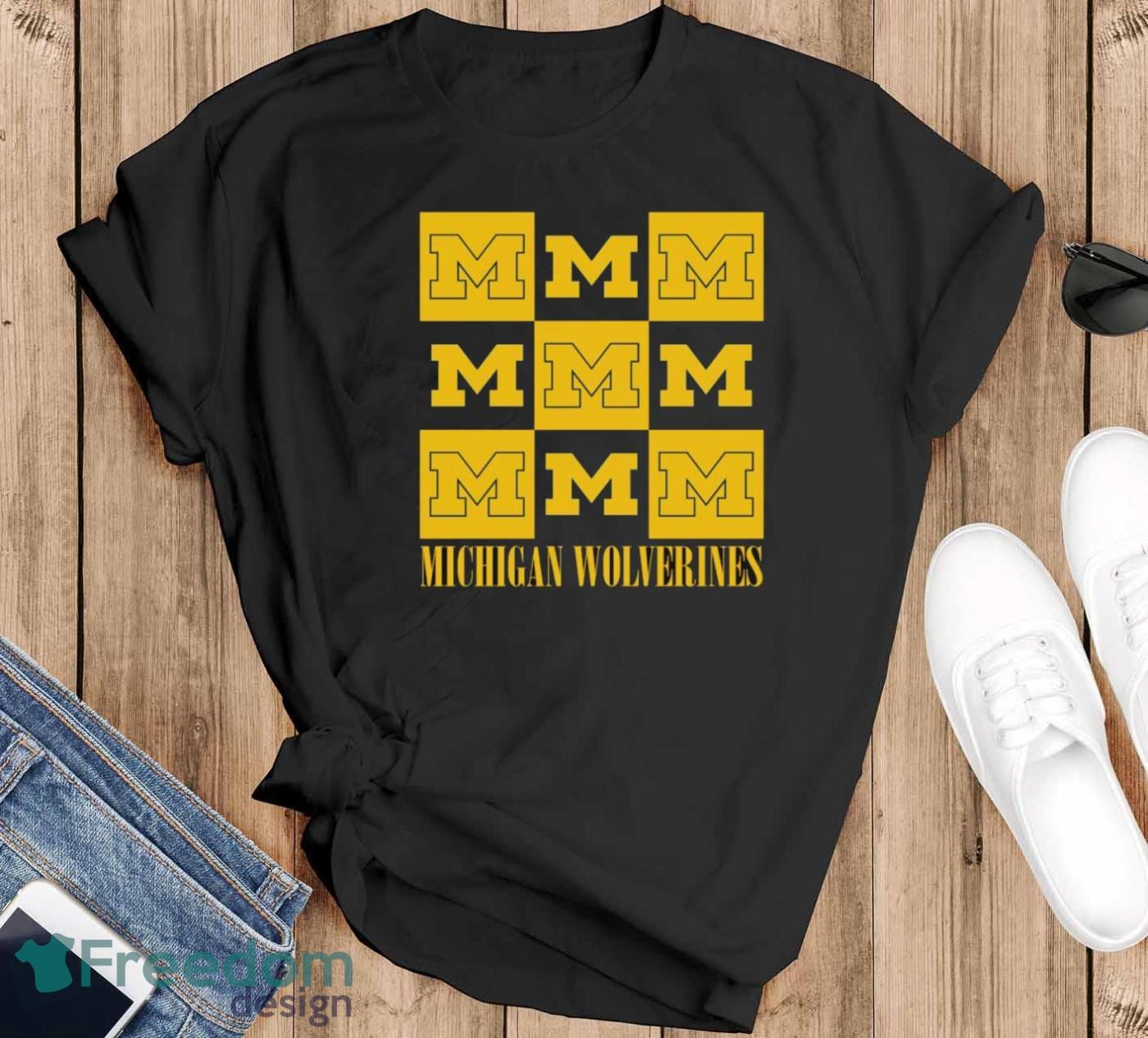 Michigan Wolverines chessboard logo 2023 shirt - Black T-Shirt