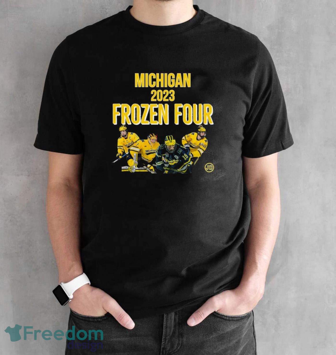 Michigan Wolverines Ice Hockey 2023 Frozen Four shirt - Black Unisex T-Shirt