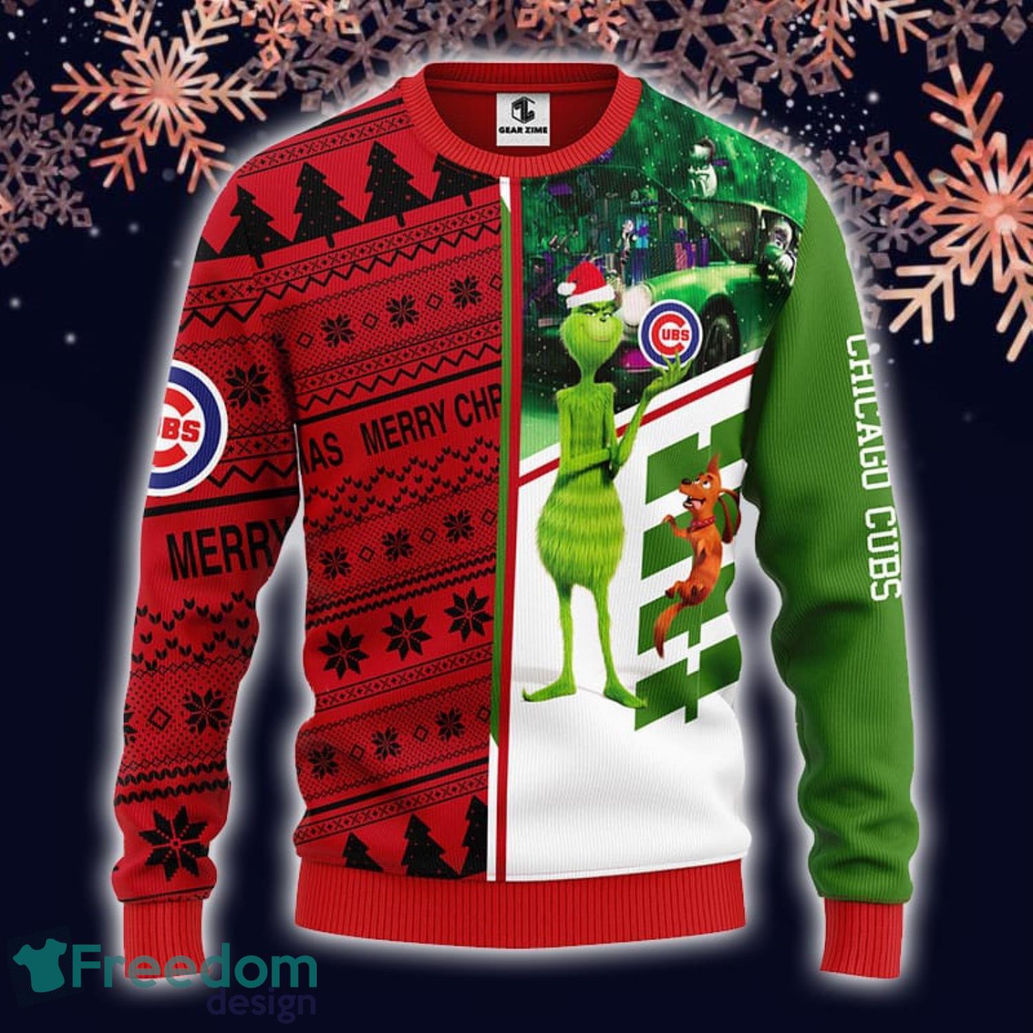 Chicago Cubs Funny Grinch Christmas Ugly Sweater