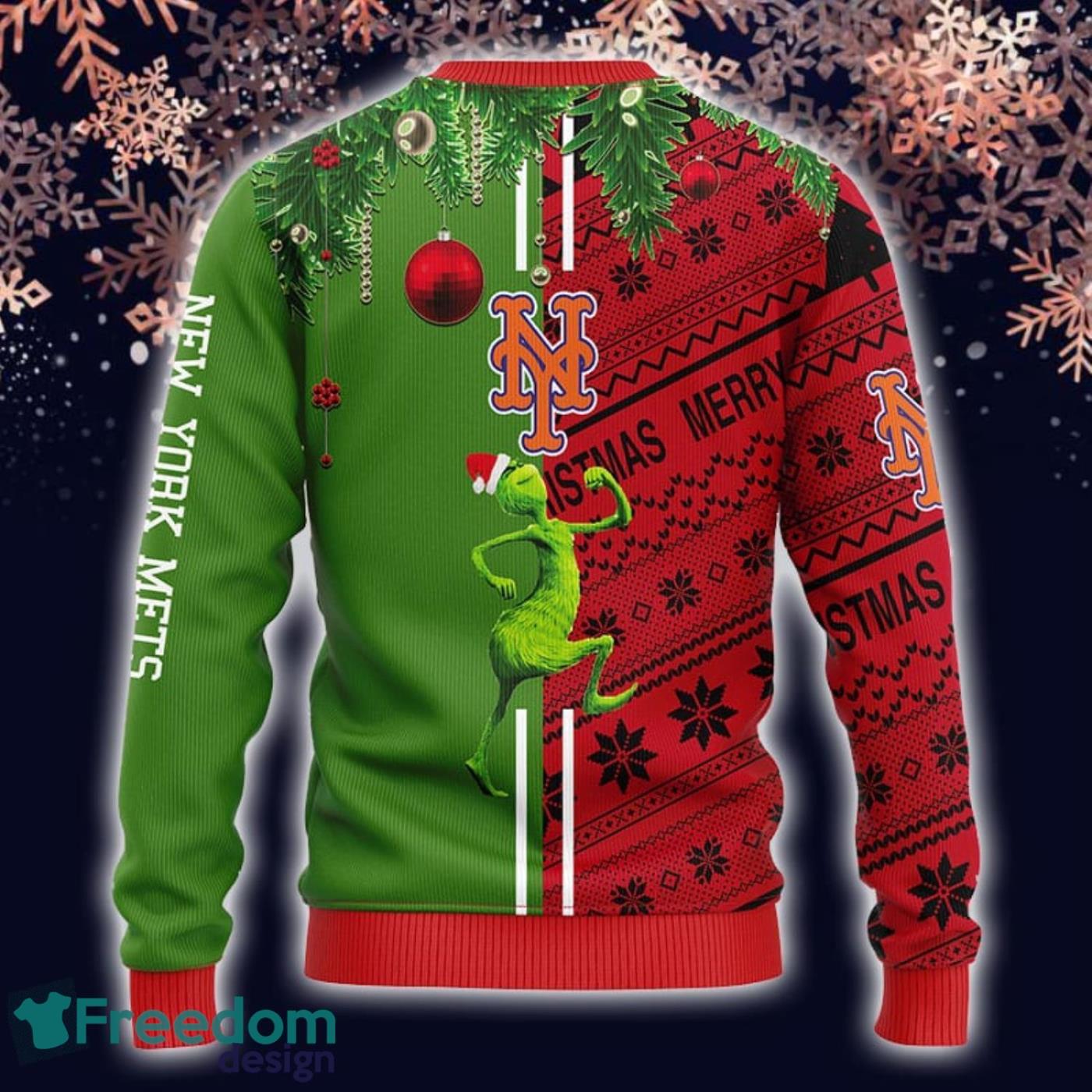 MLB New York Mets Grinch And Scooby-Doo Funny Christmas Gift Ugly Christmas Sweater Product Photo 2