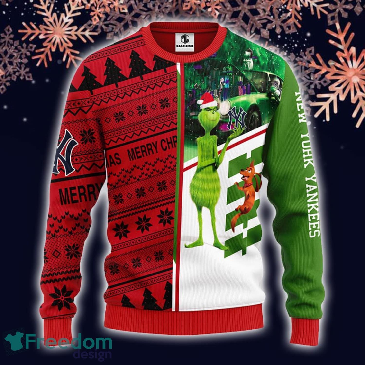 MLB New York Yankees Funny Grinch Christmas Ugly Sweater 3D Gift