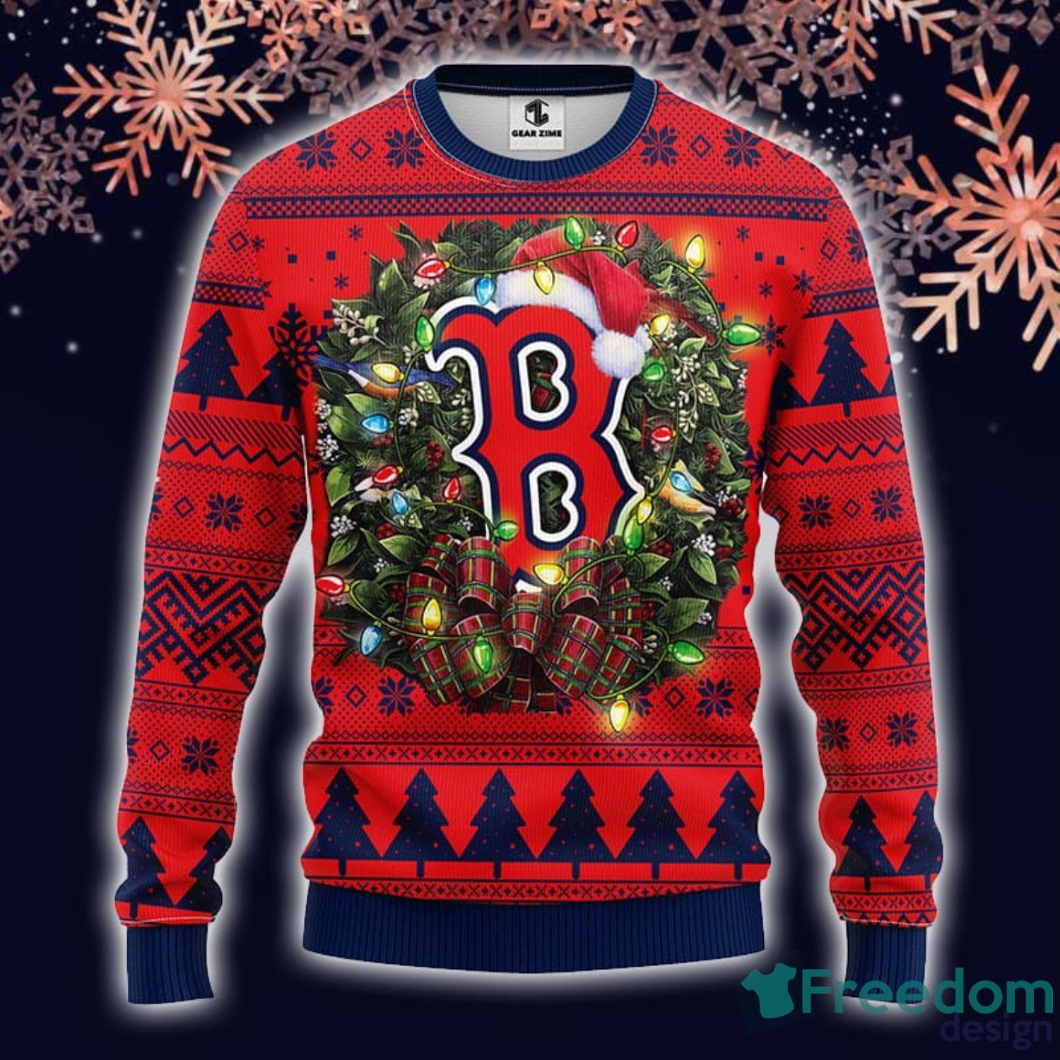 Boston Red Sox Ugly Christmas Sweater Pattern Hawaiian Shirt For Fans