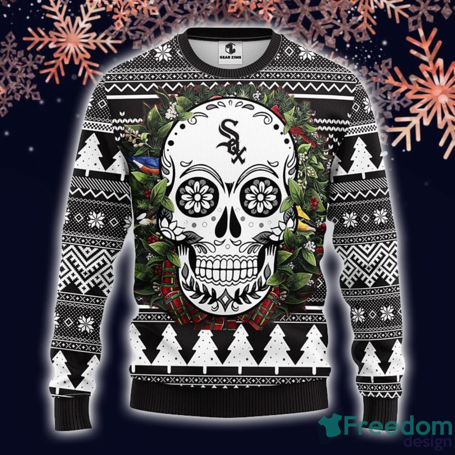 MLB Sport Fans Chicago White Sox Skull Flower Cute Gift Ugly Christmas  Sweater - Freedomdesign