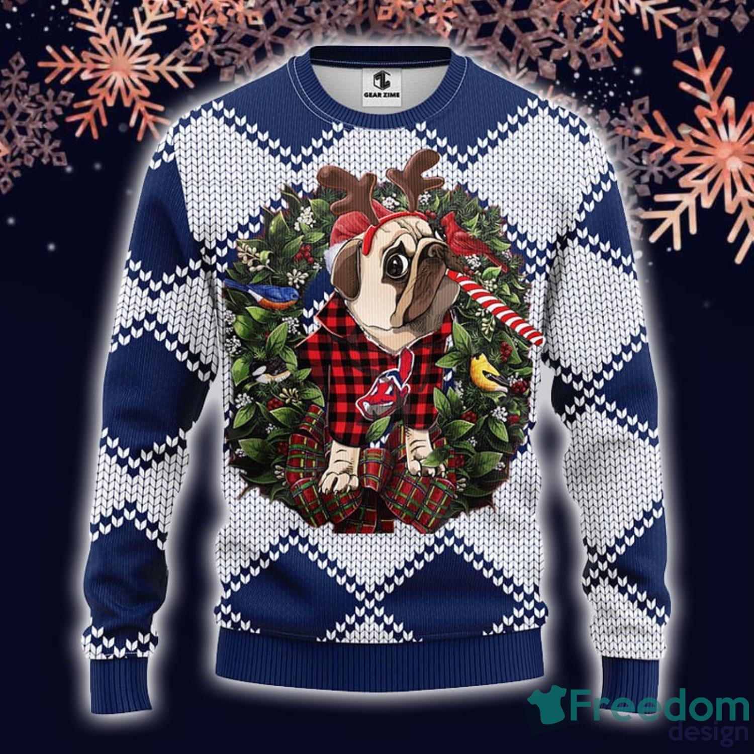 MLB Sport Fans Cleveland Indians Pug Dog Lover Cute Gift Ugly Christmas  Sweater - Freedomdesign