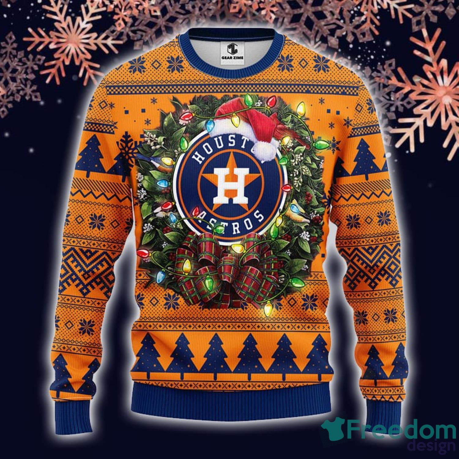MLB Sport Fans Houston Astros With Santa Hat Cute Gift Ugly Christmas  Sweater - Freedomdesign